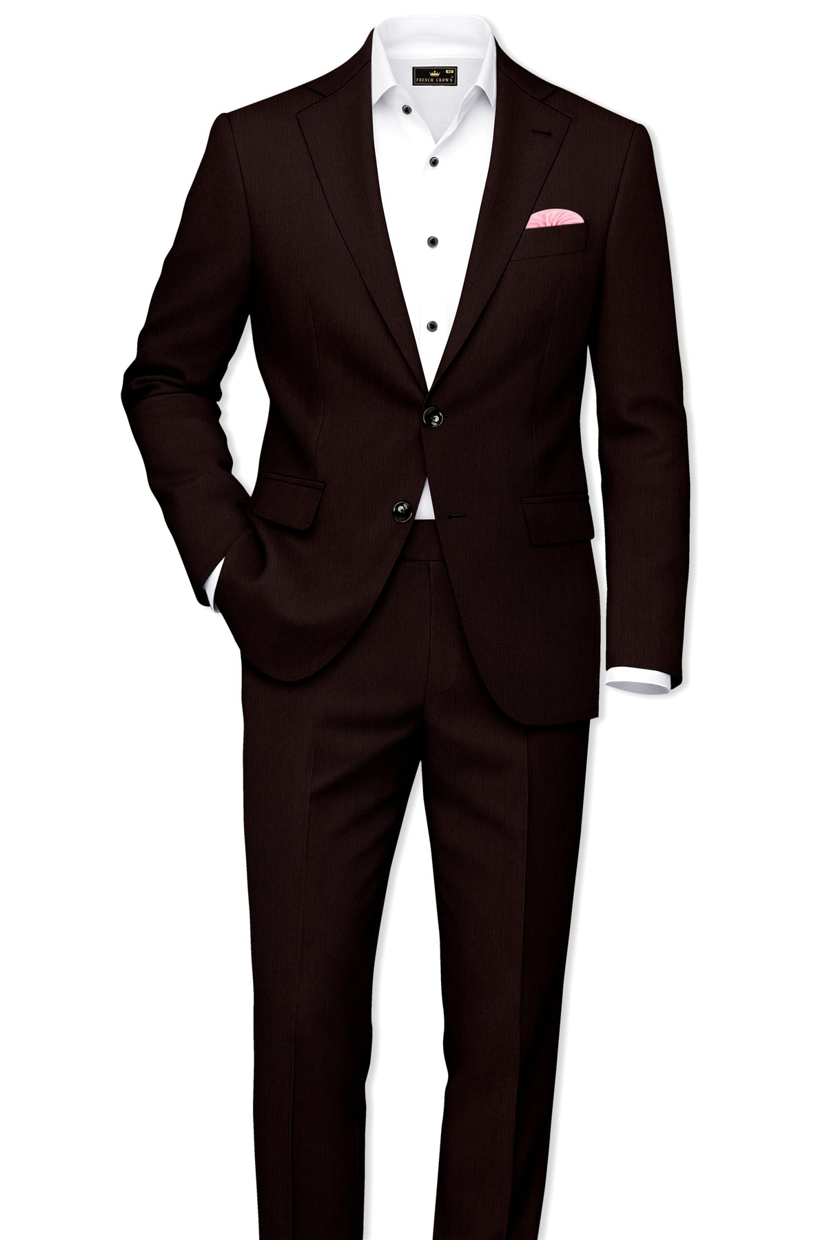 Terrano-Creole Brown Diamond Textured Wool Rich Slight Stretch Single Breasted Blazer