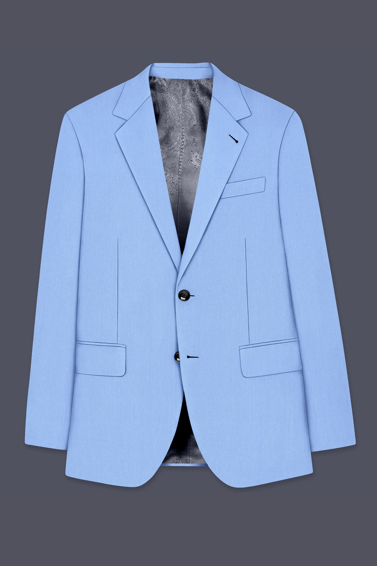 Cobalt-Jordy Blue Diamond Textured Wool Rich Slight Stretch Single Breasted Blazer