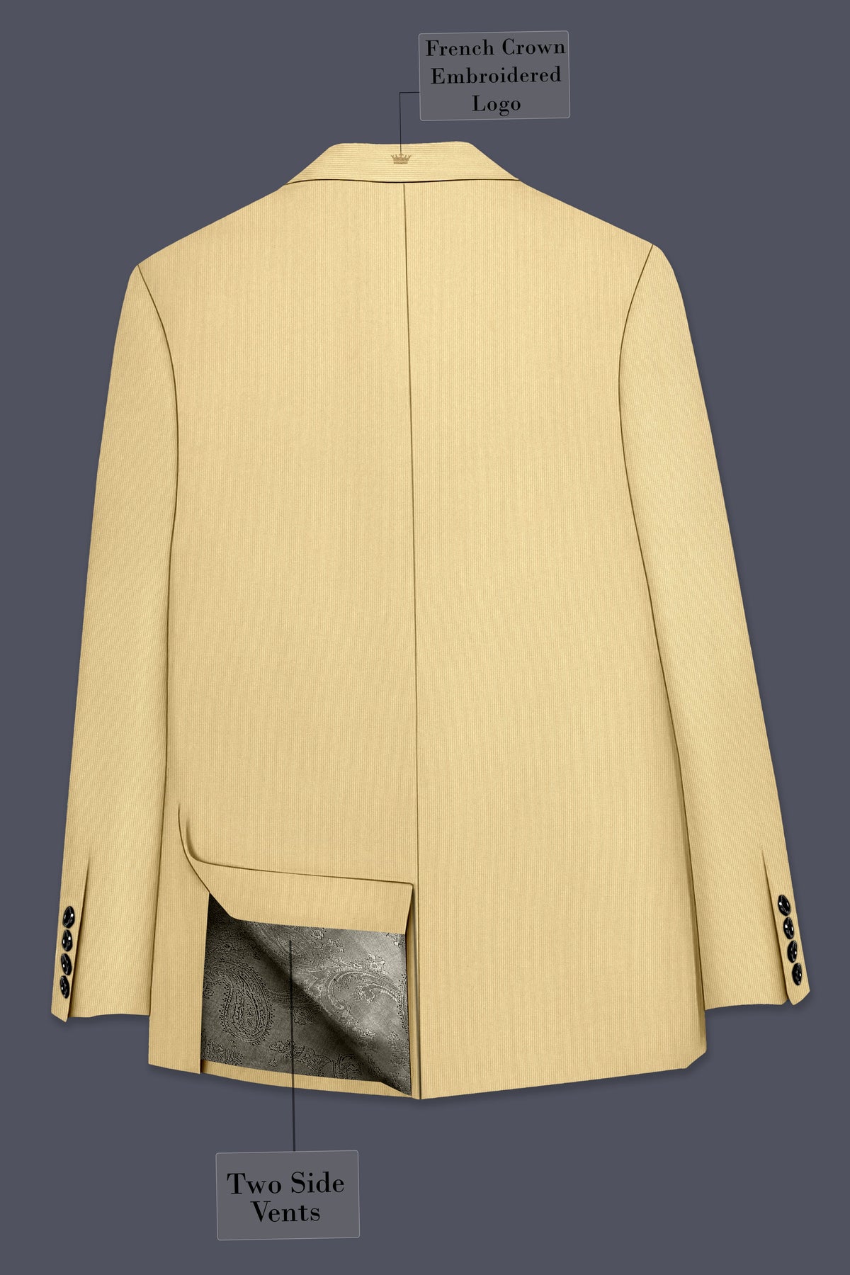 Dorian-Pavlova Cream Diamond Textured Wool Rich Slight Stretch Single Breasted Blazer