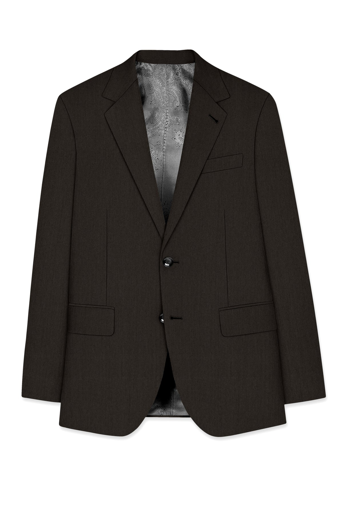 Grayson-Zeus Brown Diamond Textured Wool Rich Slight Stretch Single Breasted Blazer