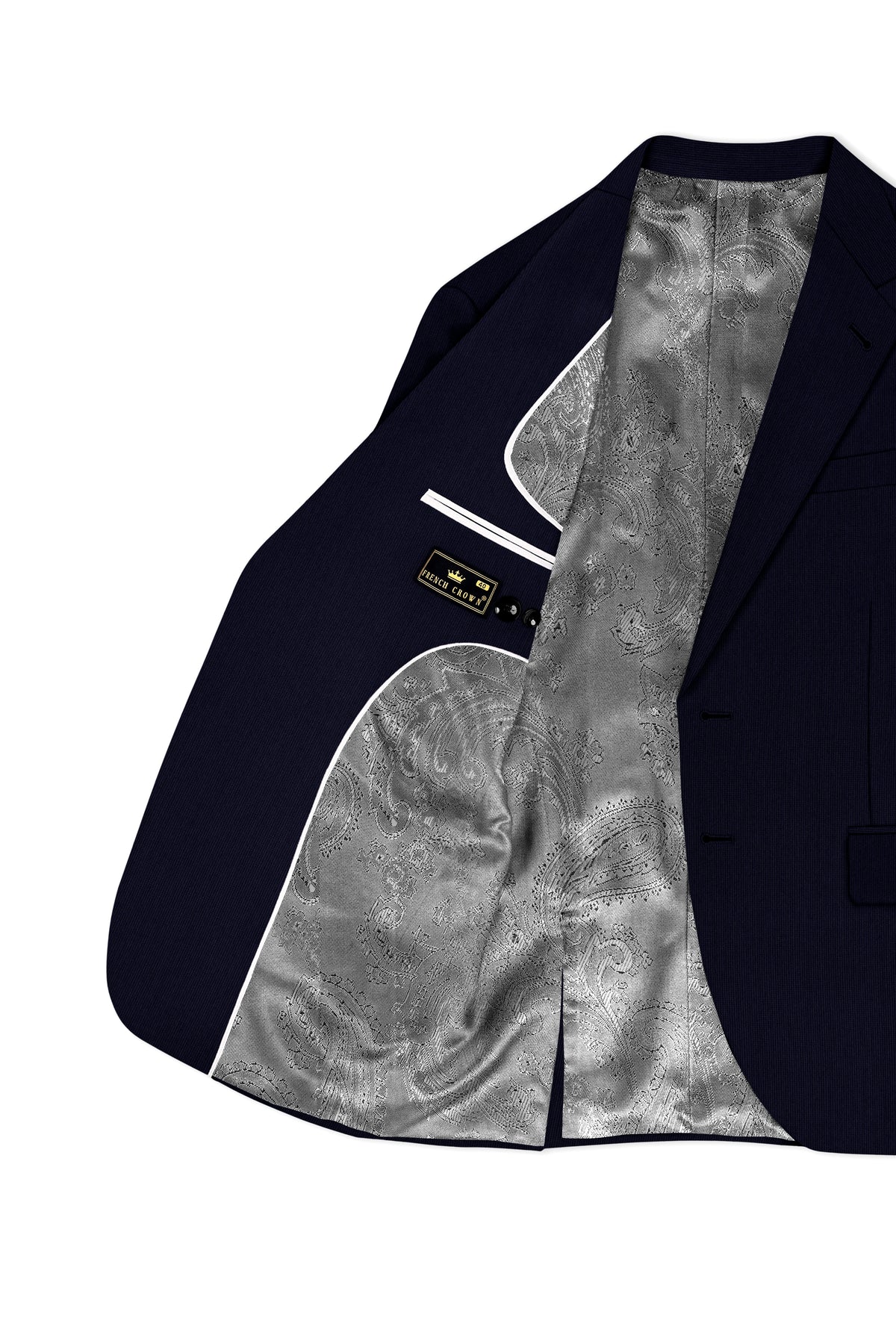 Valmont-Navy Blue Diamond Textured Wool Rich Slight Stretch Single Breasted Blazer