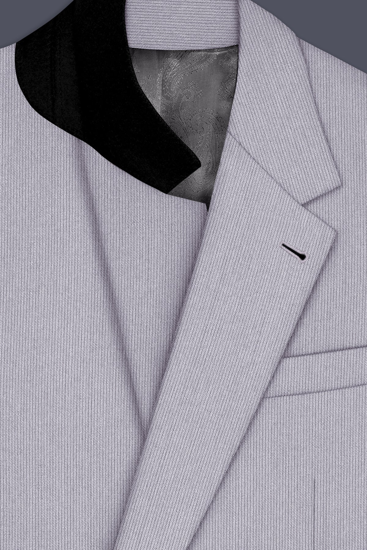 Virelli-Suva Gray Diamond Textured Wool Rich Slight Stretch Single Breasted Blazer