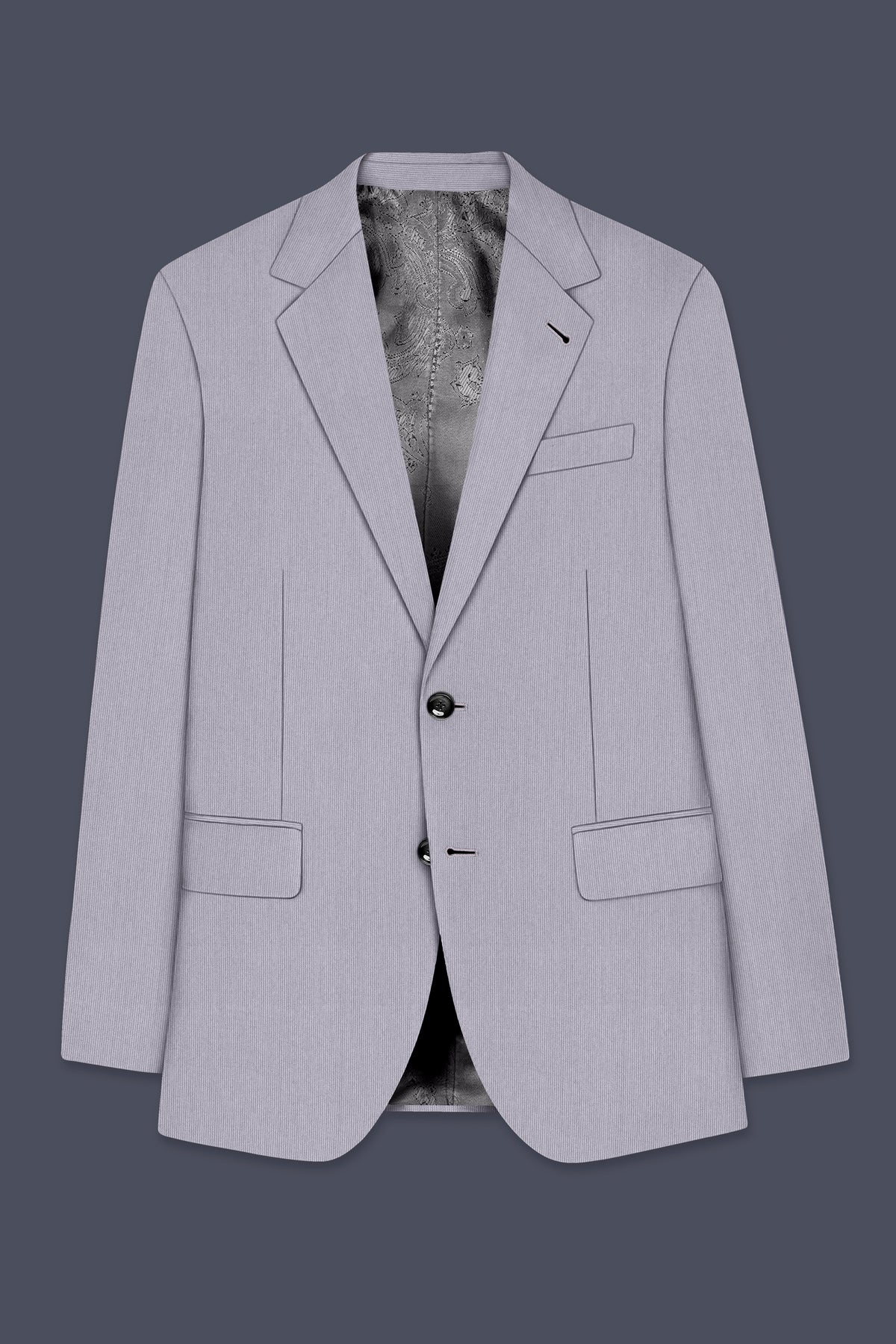 Virelli-Suva Gray Diamond Textured Wool Rich Slight Stretch Single Breasted Blazer