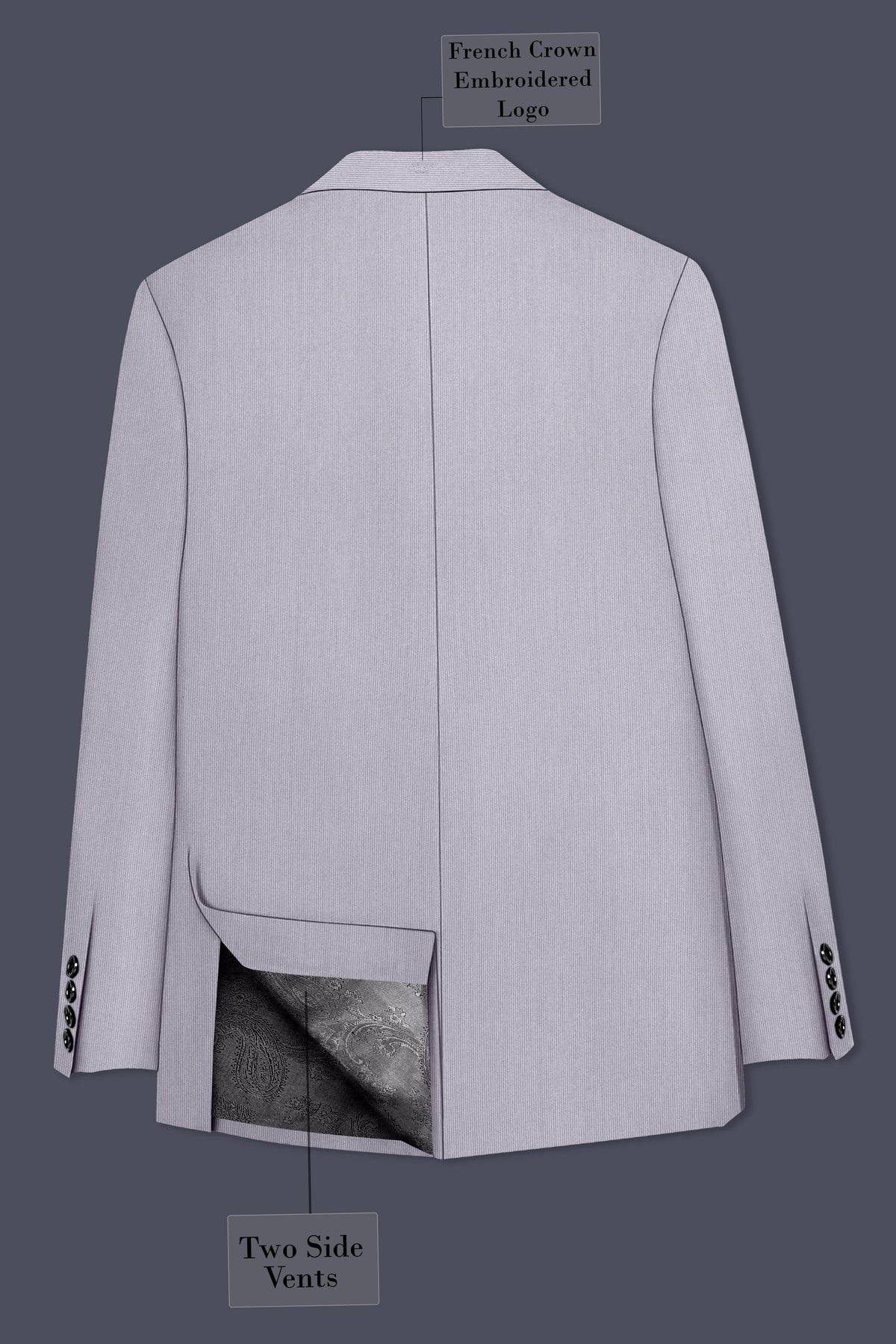Virelli-Suva Gray Diamond Textured Wool Rich Slight Stretch Single Breasted Blazer