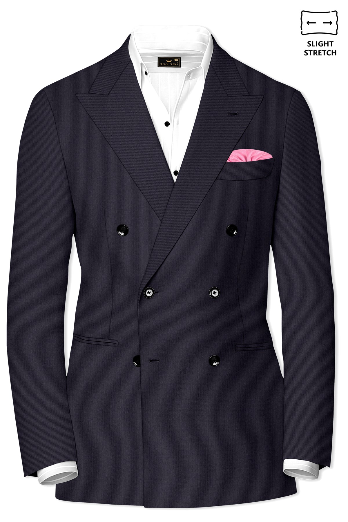 Aurelio-Charade Gray Diamond Textured Wool Rich Slight Stretch Double Breasted Blazer