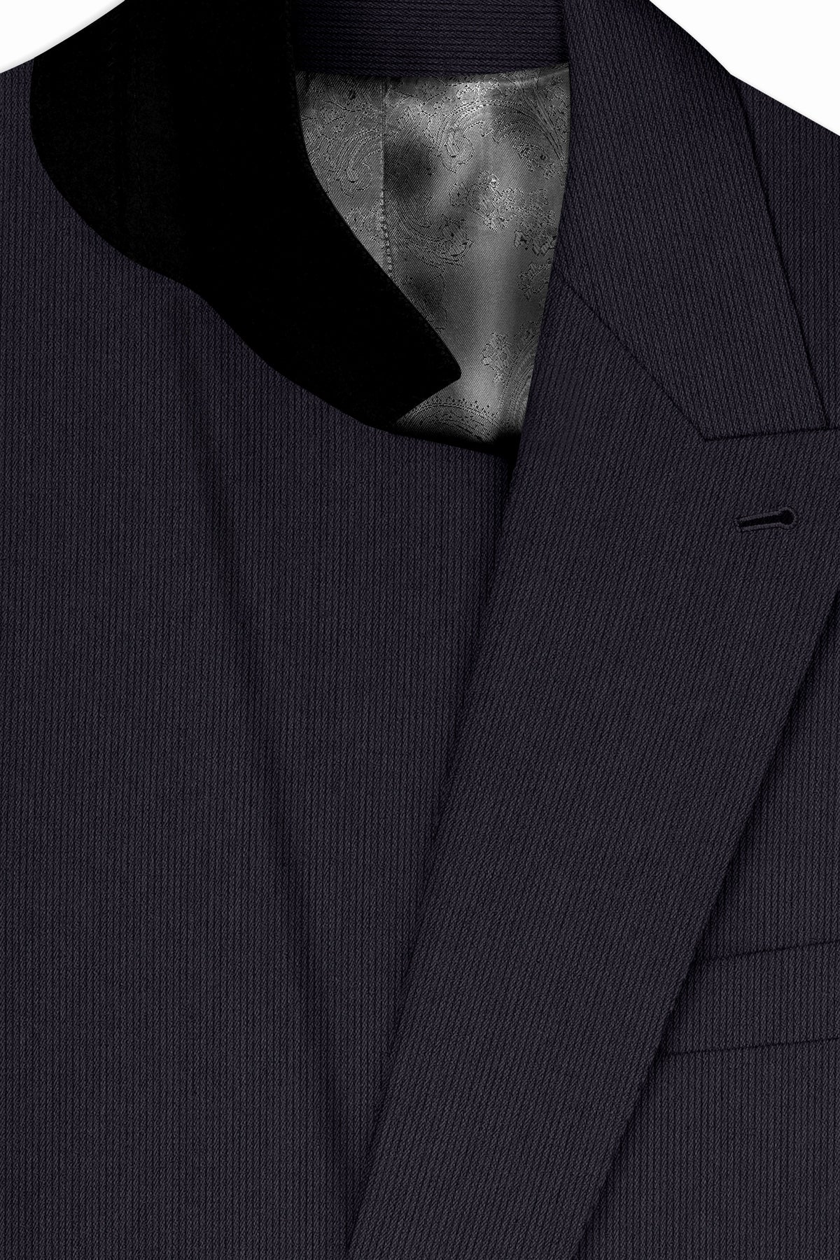 Aurelio-Charade Gray Diamond Textured Wool Rich Slight Stretch Double Breasted Blazer