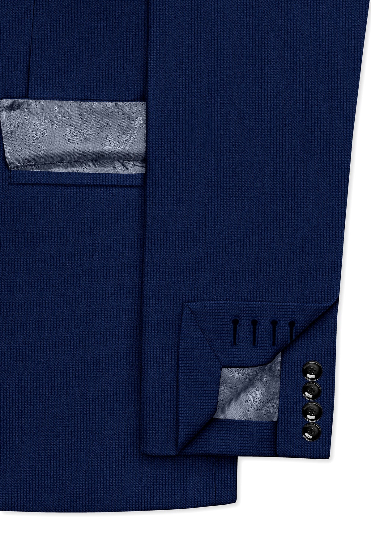 Velmont-Bunting Blue Diamond Textured Wool Rich Slight Stretch Double Breasted Blazer