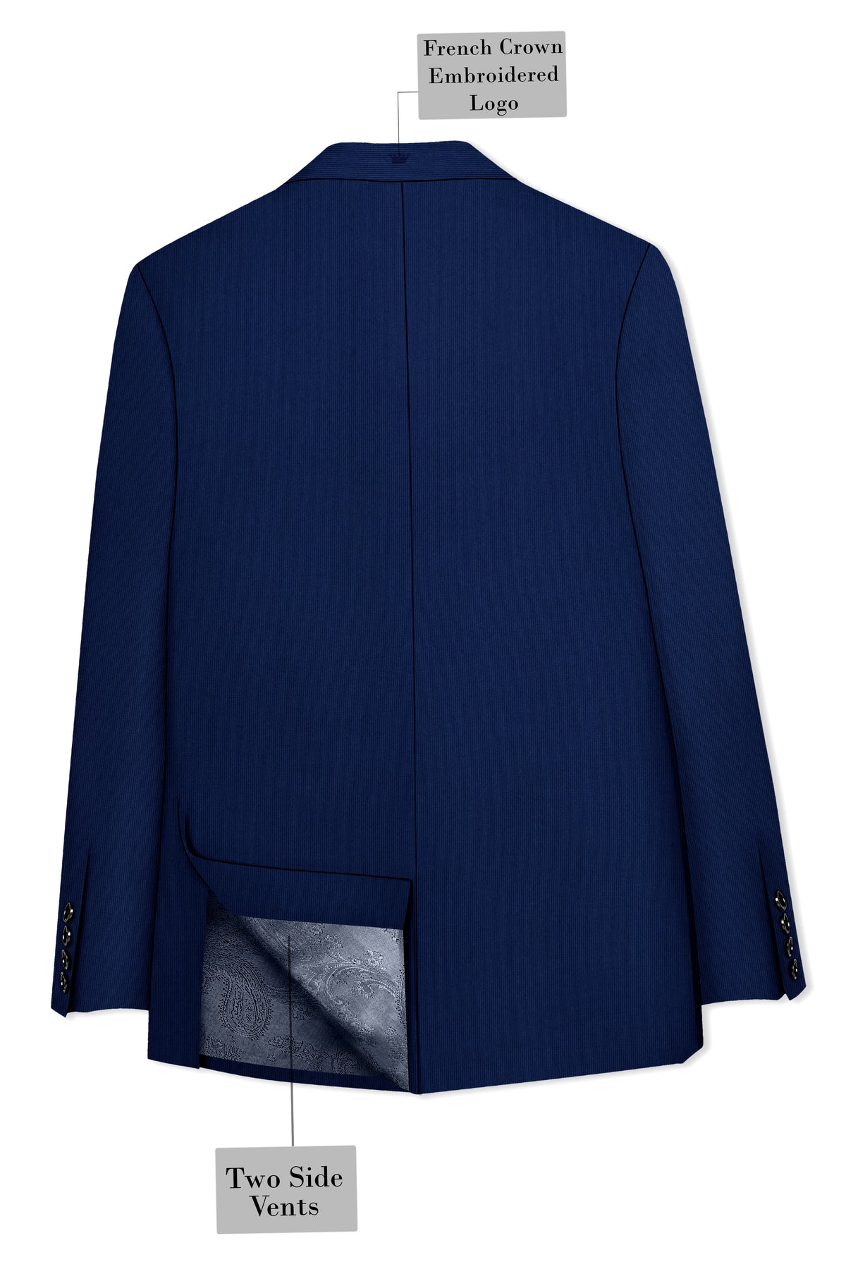Velmont-Bunting Blue Diamond Textured Wool Rich Slight Stretch Double Breasted Blazer