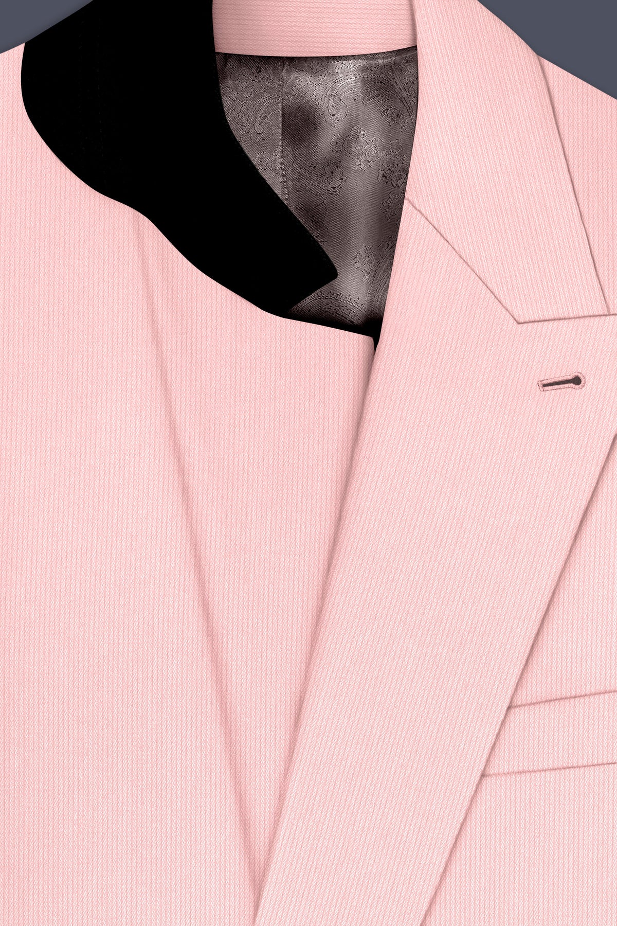 Elara-Cosmos Pink Diamond Textured Wool Rich Slight Stretch Double Breasted Blazer