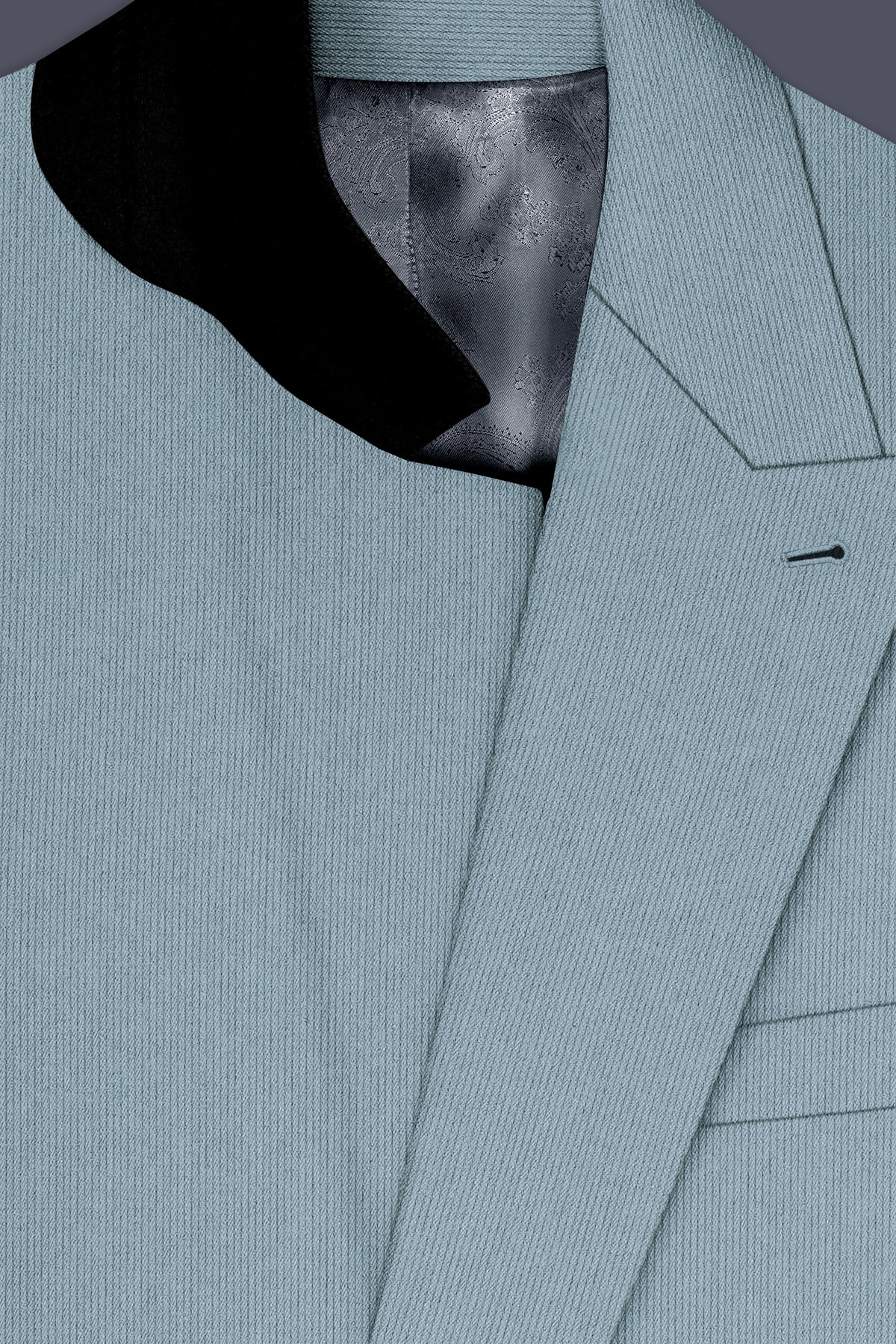 Sterling-Cadet Gray Diamond Textured Wool Rich Slight Stretch Double Breasted Blazer