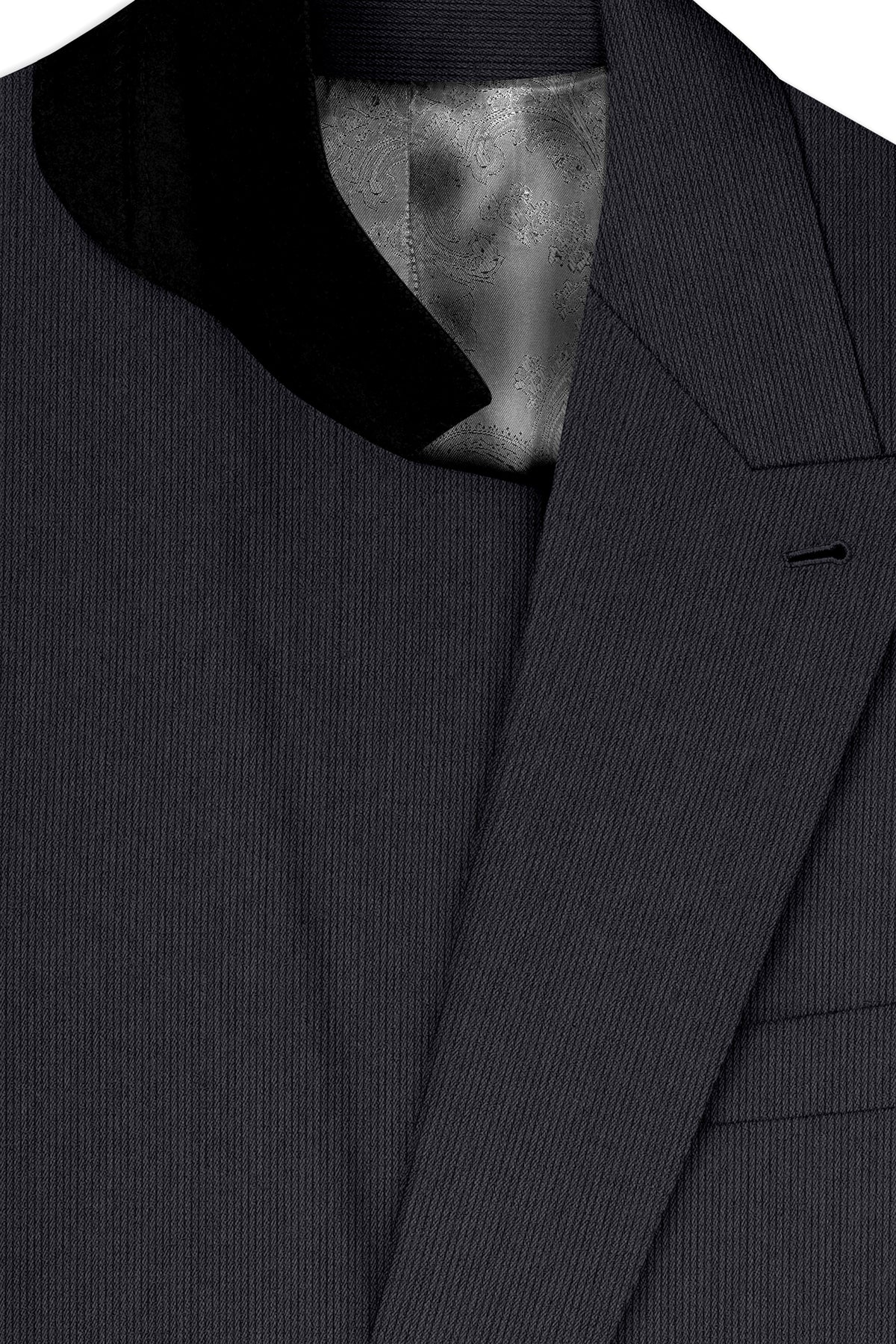 Axton-Baltic Sea Gray Diamond Textured Wool Rich Slight Stretch Double Breasted Blazer
