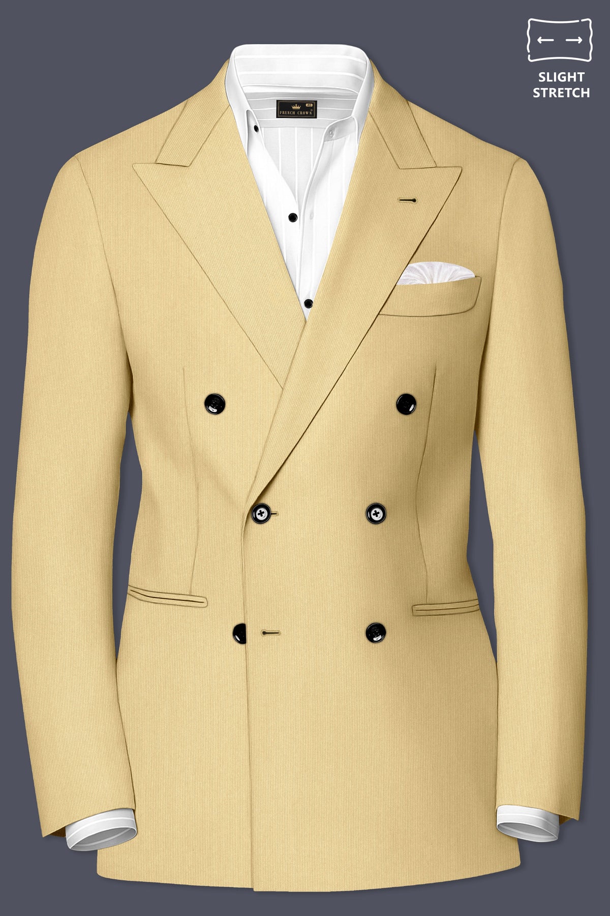 Dorian-Pavlova Cream Diamond Textured Wool Rich Slight Stretch Double Breasted Blazer