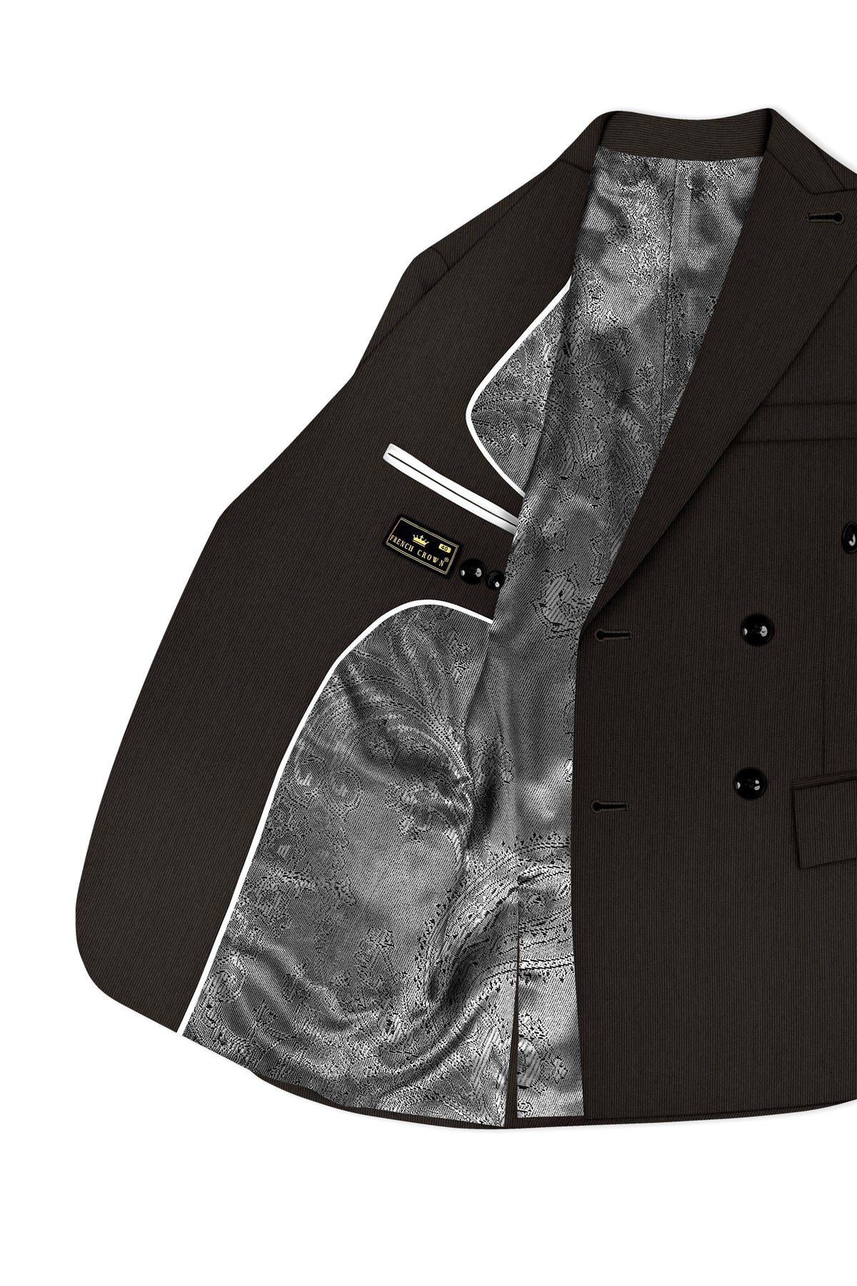 Grayson-Zeus Brown Diamond Textured Wool Rich Slight Stretch Double Breasted Blazer