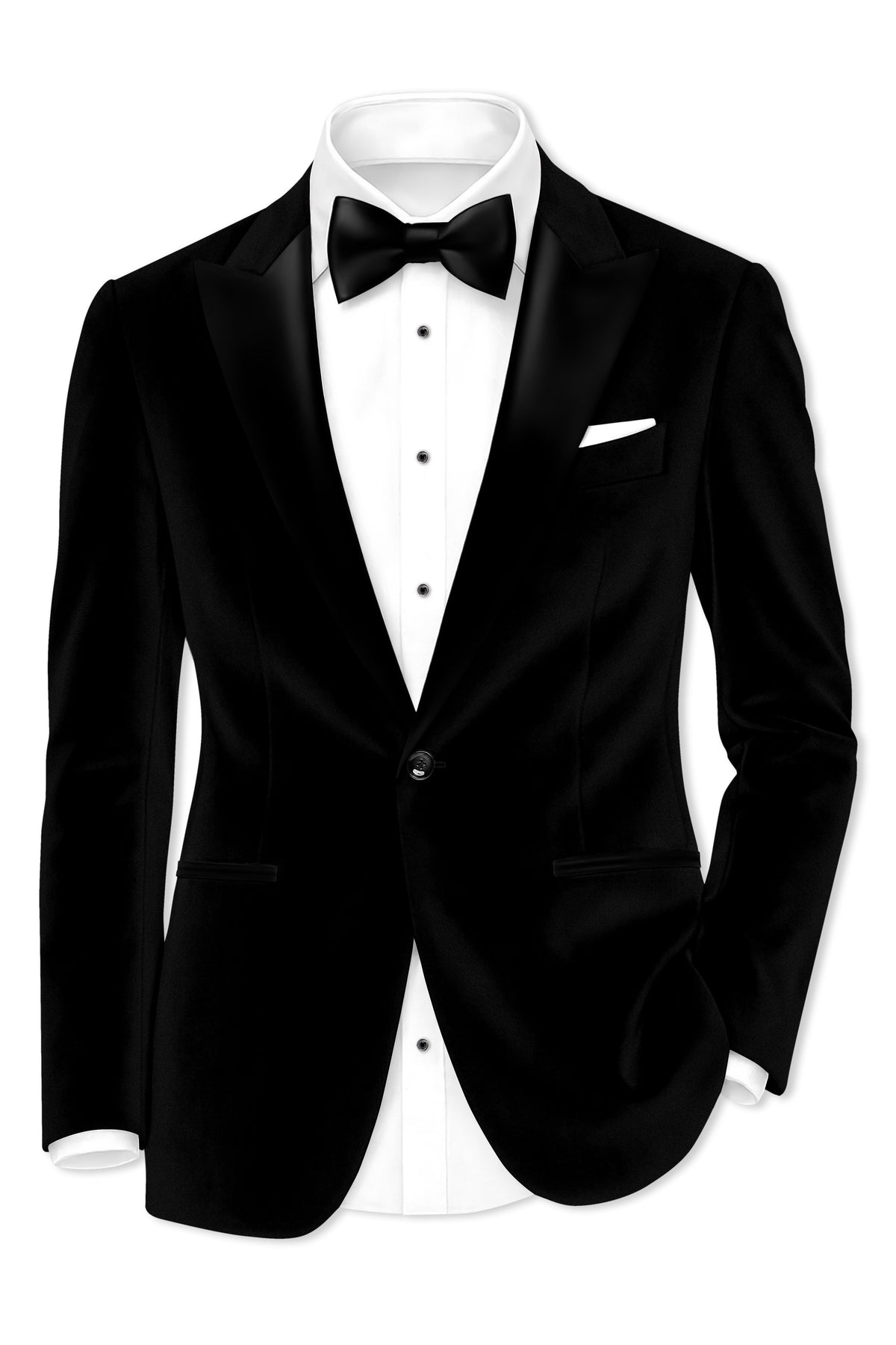 Aurelius-Jade Black Velvet Peak Lapel Tuxedo Blazer