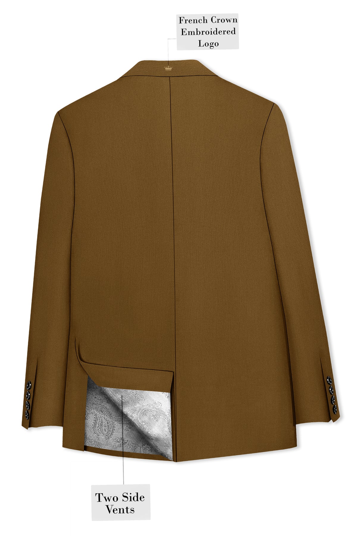 Sartoro-Otter Brown Diamond Textured Wool Rich Slight Stretch Single Breasted Blazer