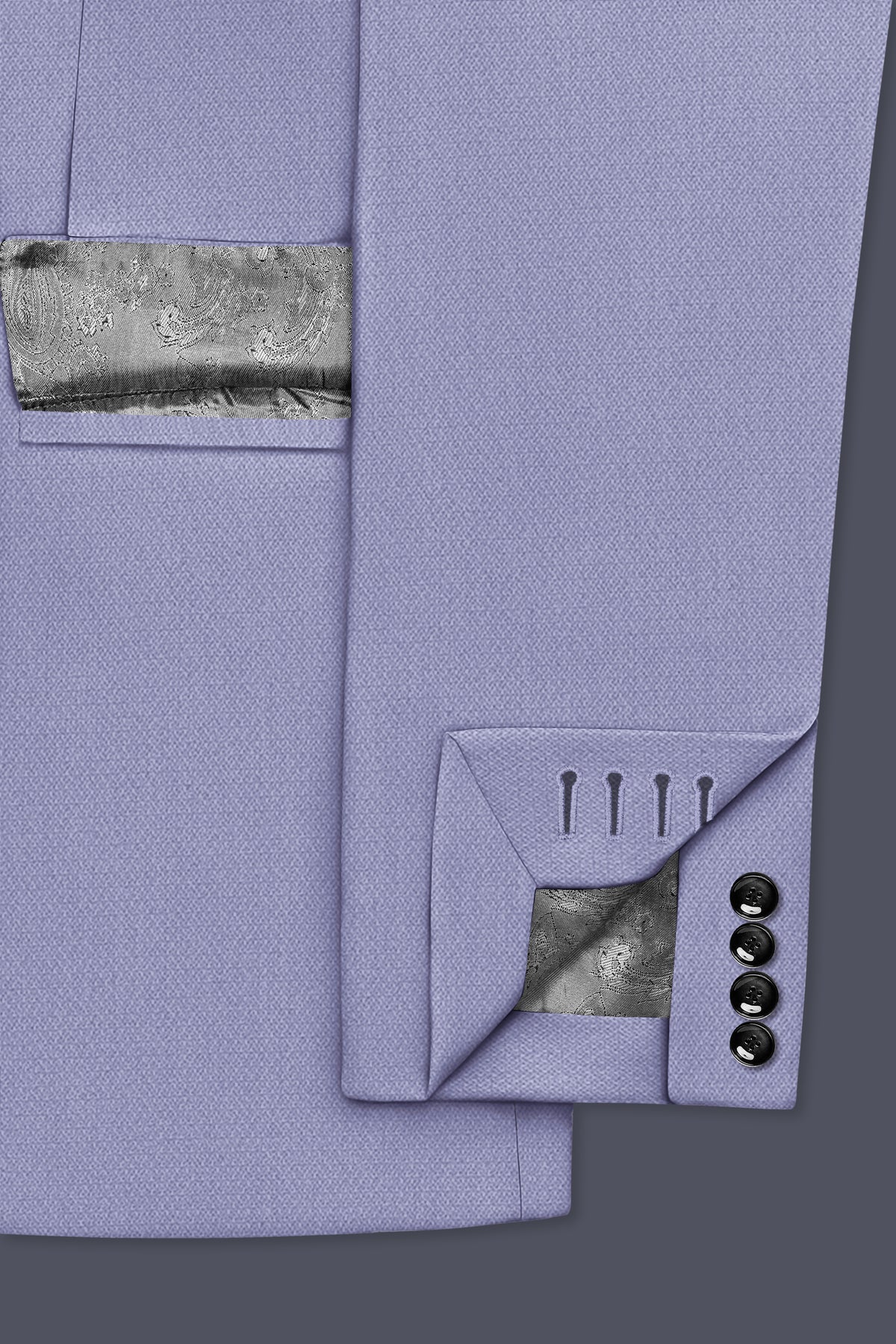 Royale-Chatelle Purple Diamond Textured Wool Rich Slight Stretch Single Breasted Blazer