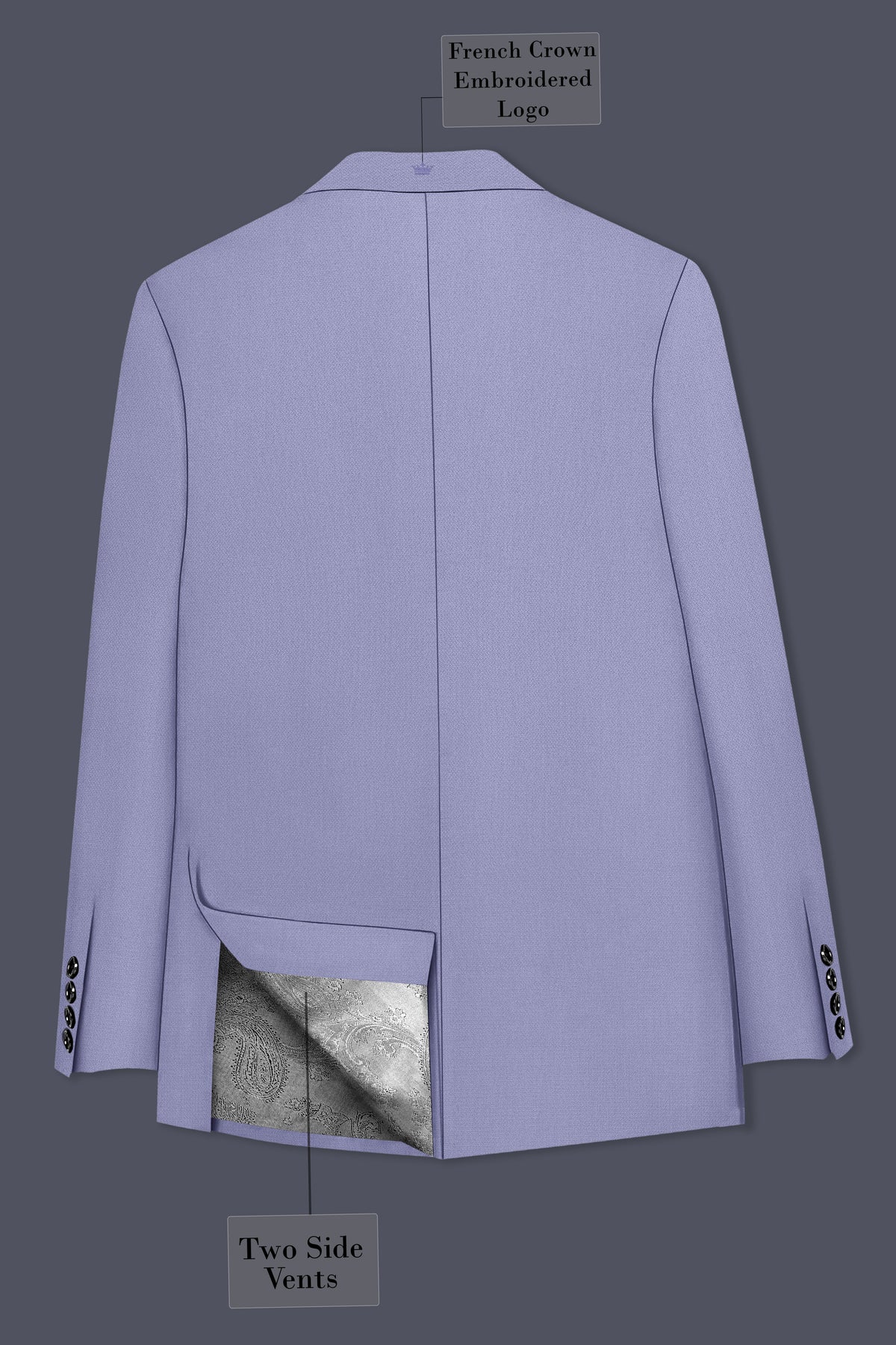 Royale-Chatelle Purple Diamond Textured Wool Rich Slight Stretch Single Breasted Blazer