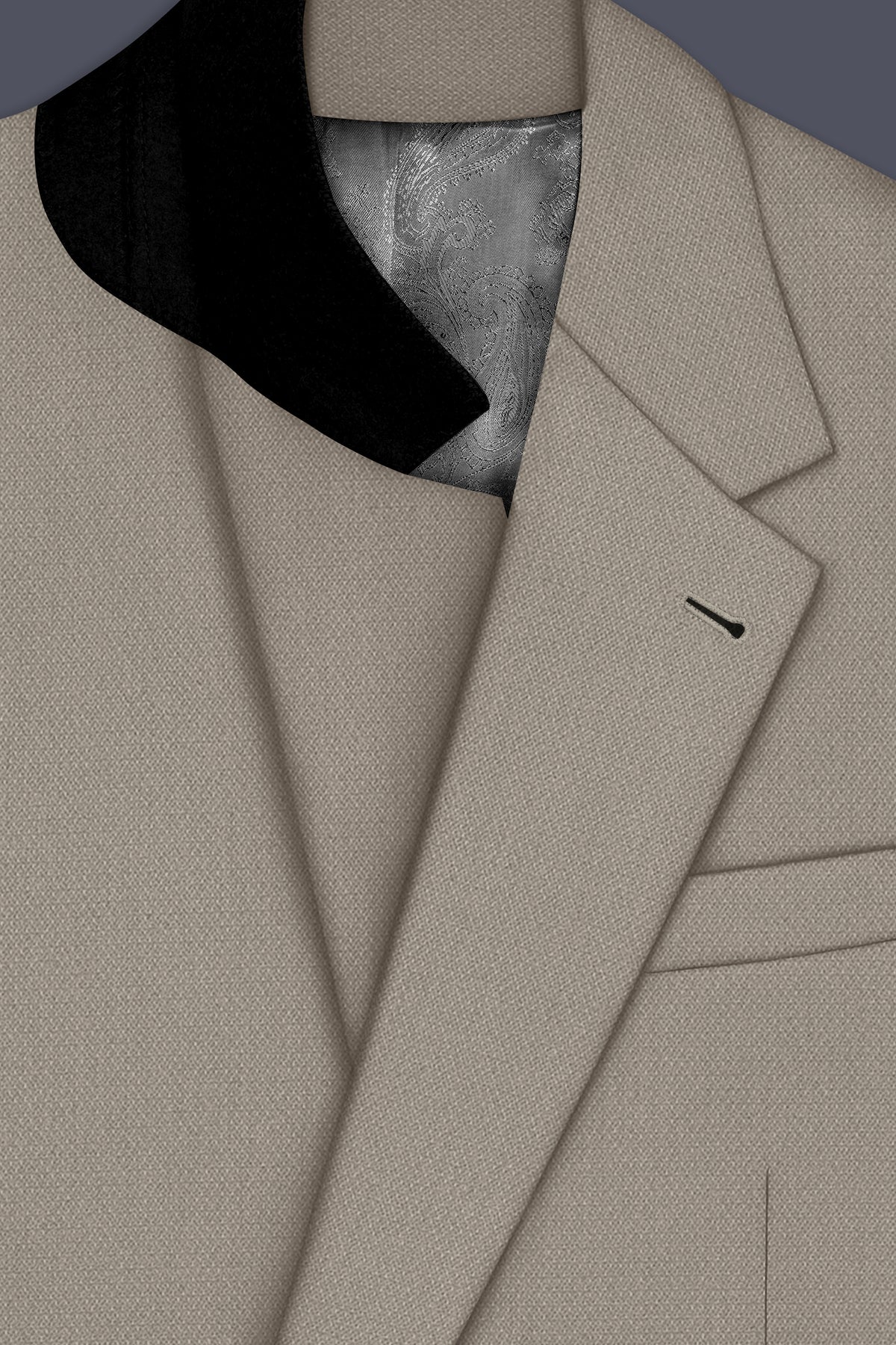 Mavren-Taupe Brown Diamond Textured Wool Rich Slight Stretch Single Breasted Blazer
