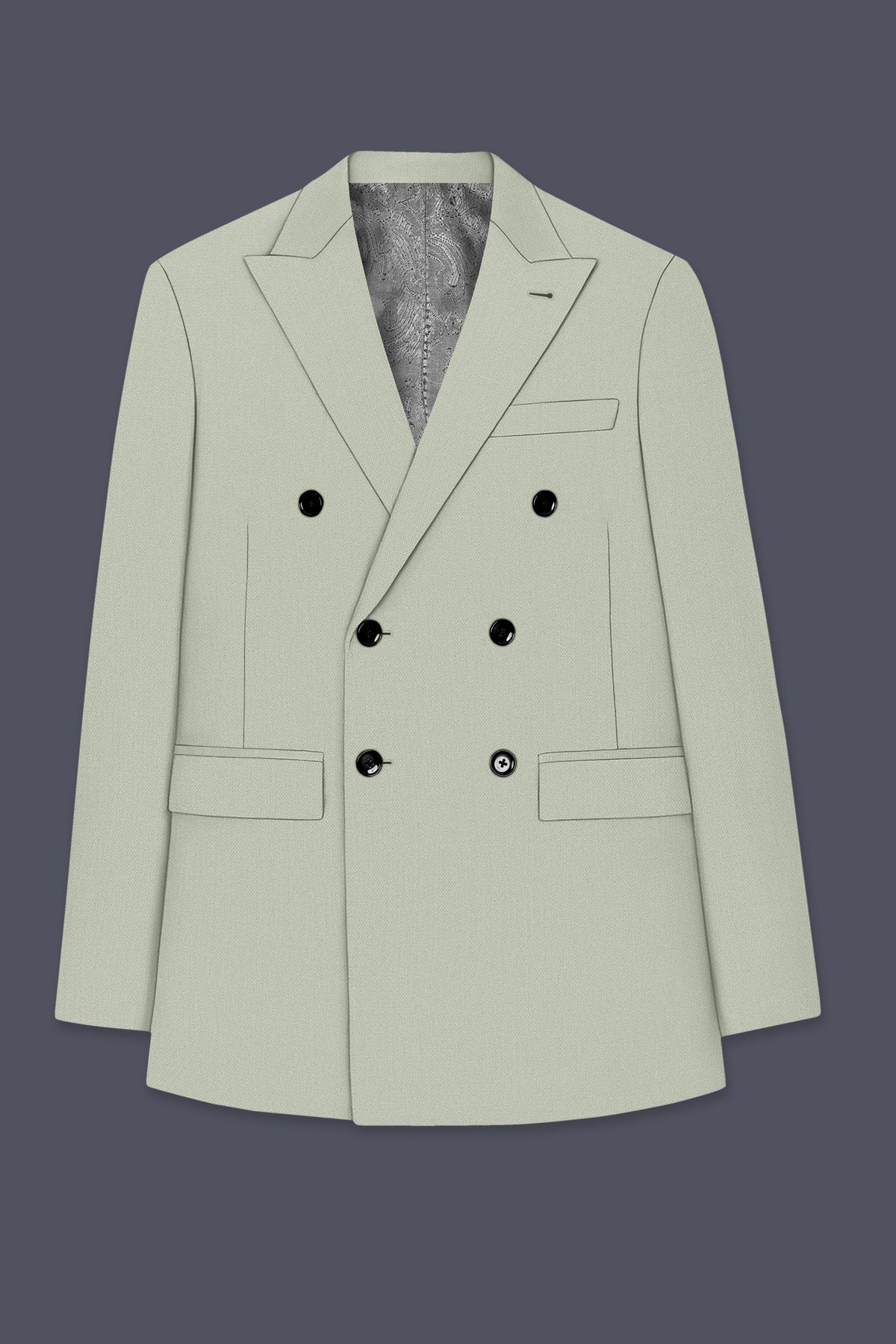 Olivier-Pixie Green Diamond Textured Wool Rich Slight Stretch Double Breasted Blazer