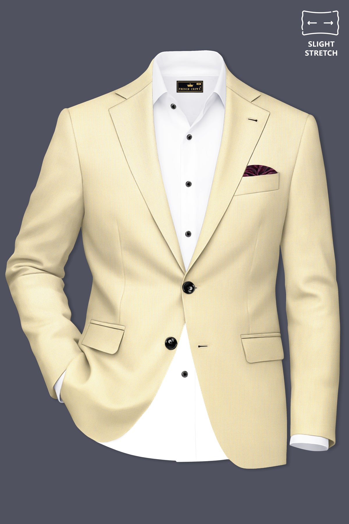 Lumine-Bavarian Cream Diamond Textured Wool Rich Slight Stretch Single Breasted Blazer