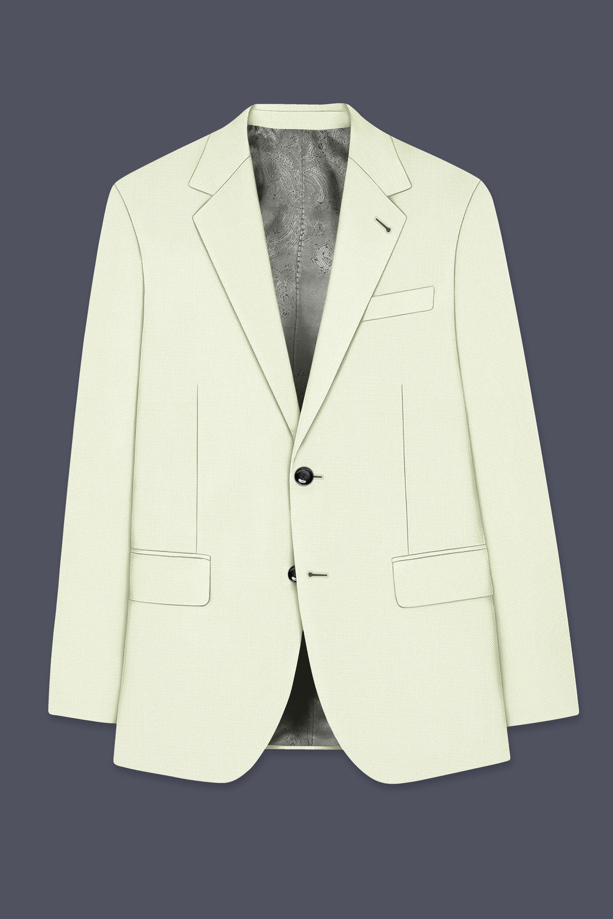 Verdant-Bud Green Diamond Textured Wool Rich Slight Stretch Single Breasted Blazer