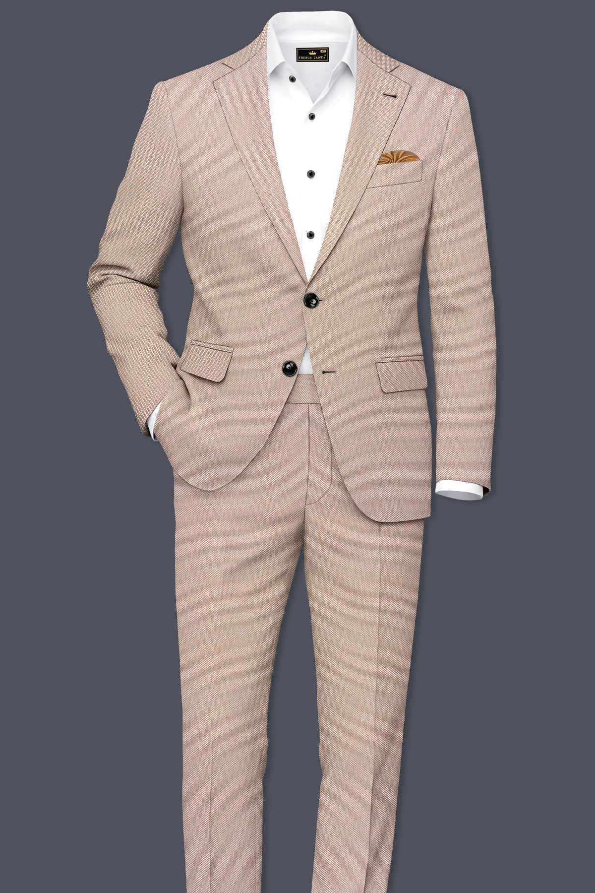 Terrano-Rodeo Brown Diamond Textured Wool Rich Slight Stretch Single Breasted Blazer