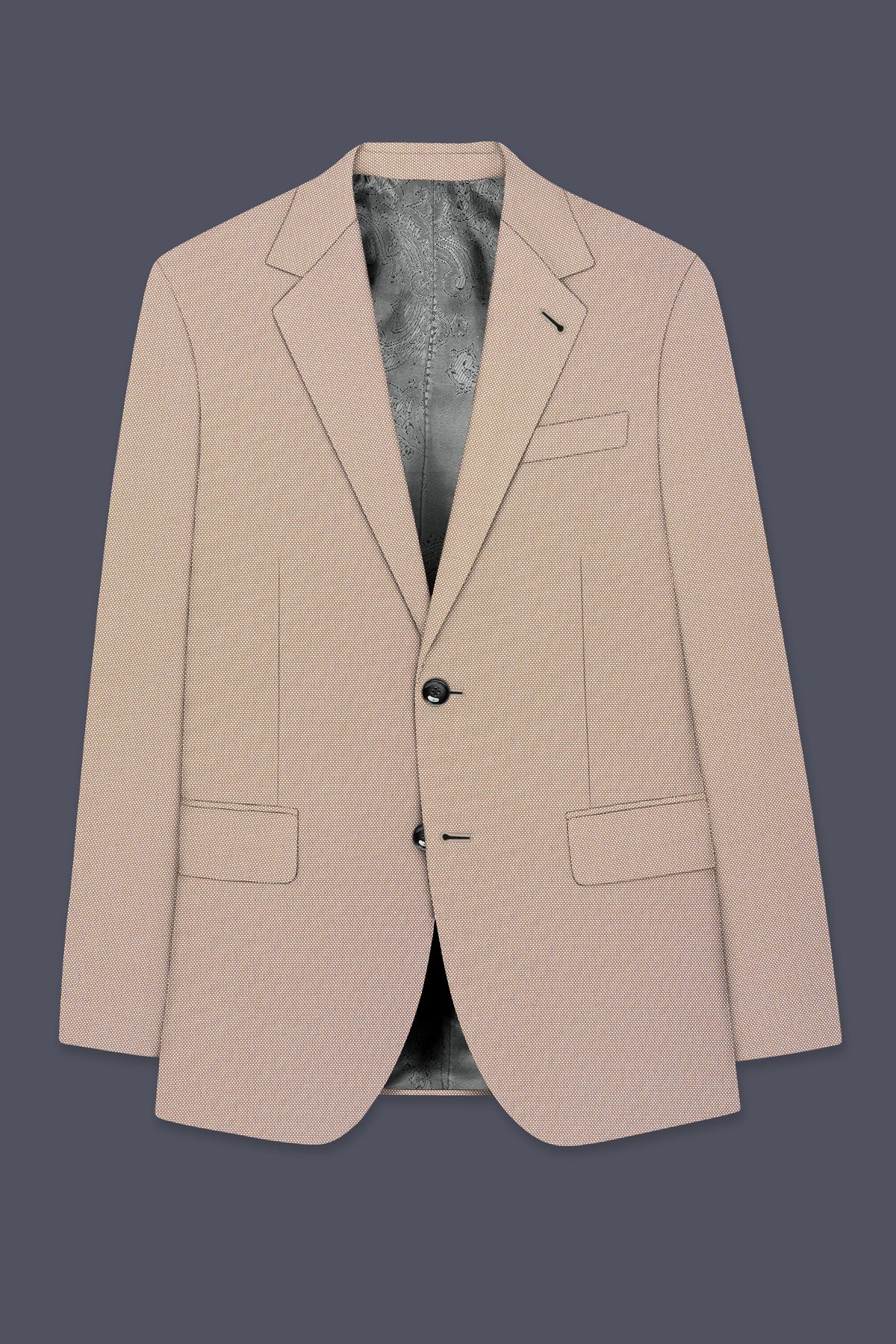 Terrano-Rodeo Brown Diamond Textured Wool Rich Slight Stretch Single Breasted Blazer