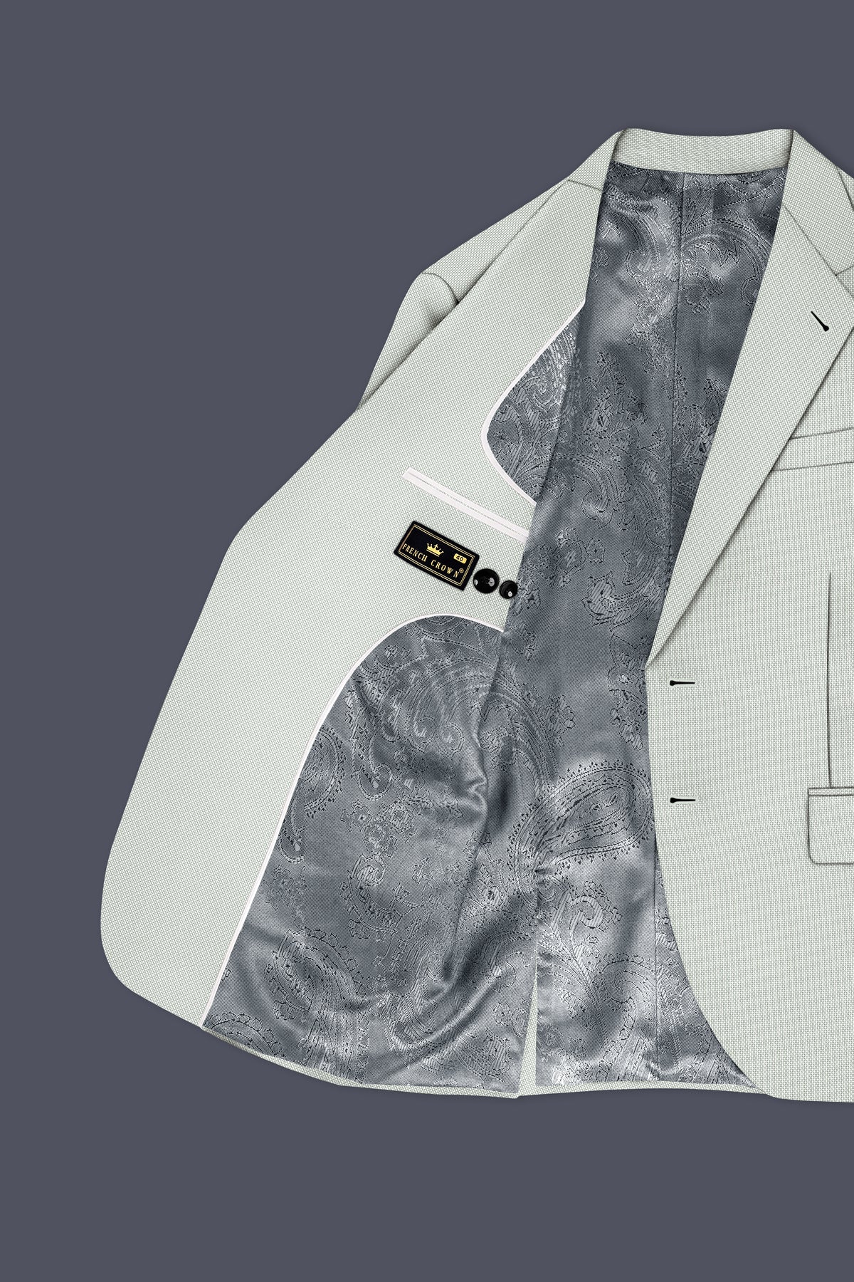 Cavell-Ash Gray Diamond Textured Wool Rich Slight Stretch Single Breasted Blazer