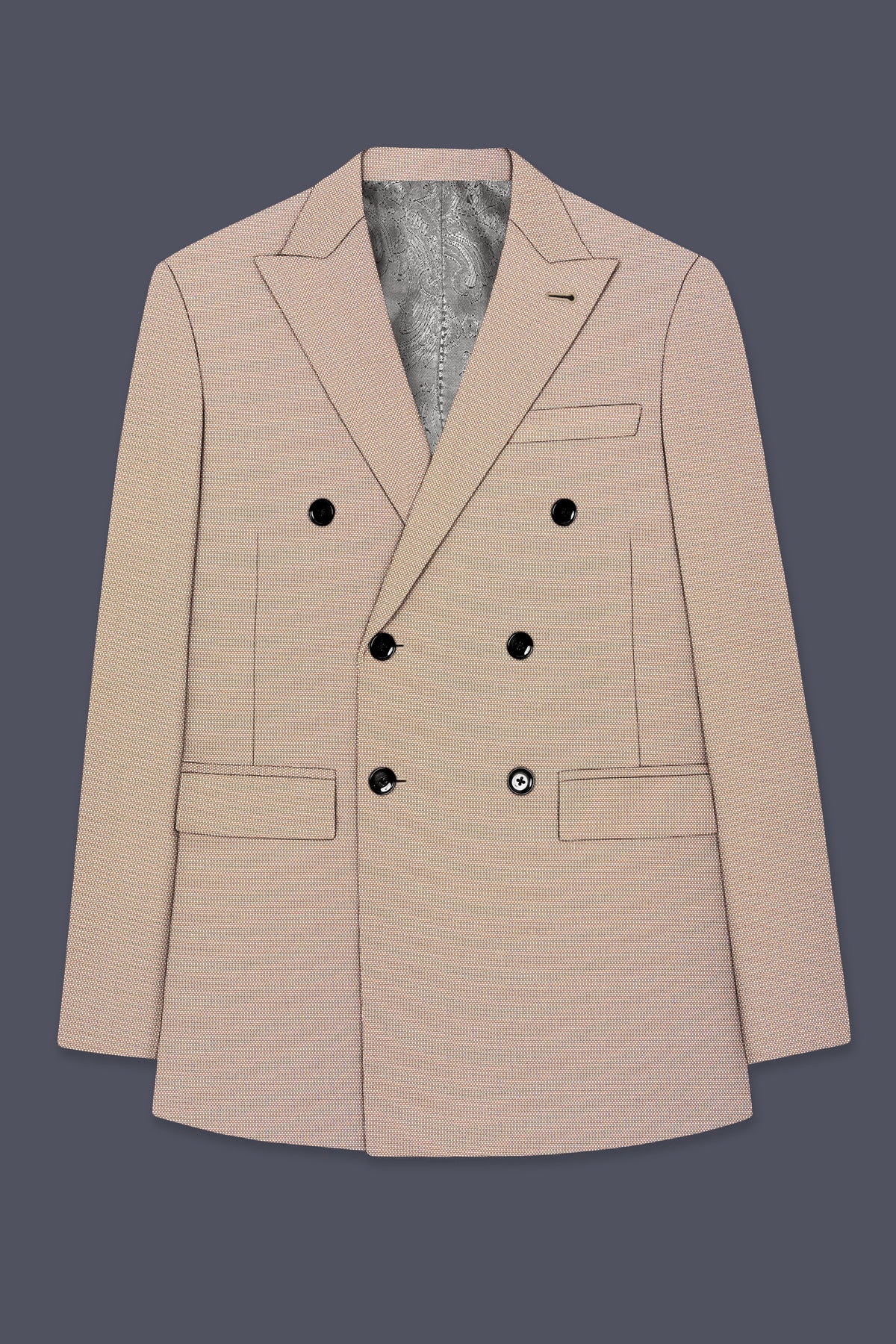 Terrano-Rodeo Brown Diamond Textured Wool Rich Slight Stretch Double Breasted Blazer
