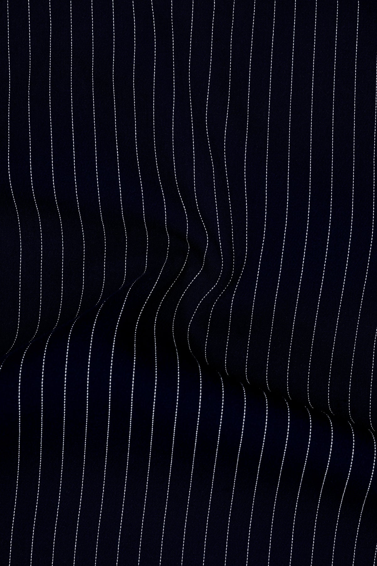 Windsor-Navy Blue Chalk Striped Wool Rich Wrinkle-Free Fluid Drape Fabric Single Breasted Blazer