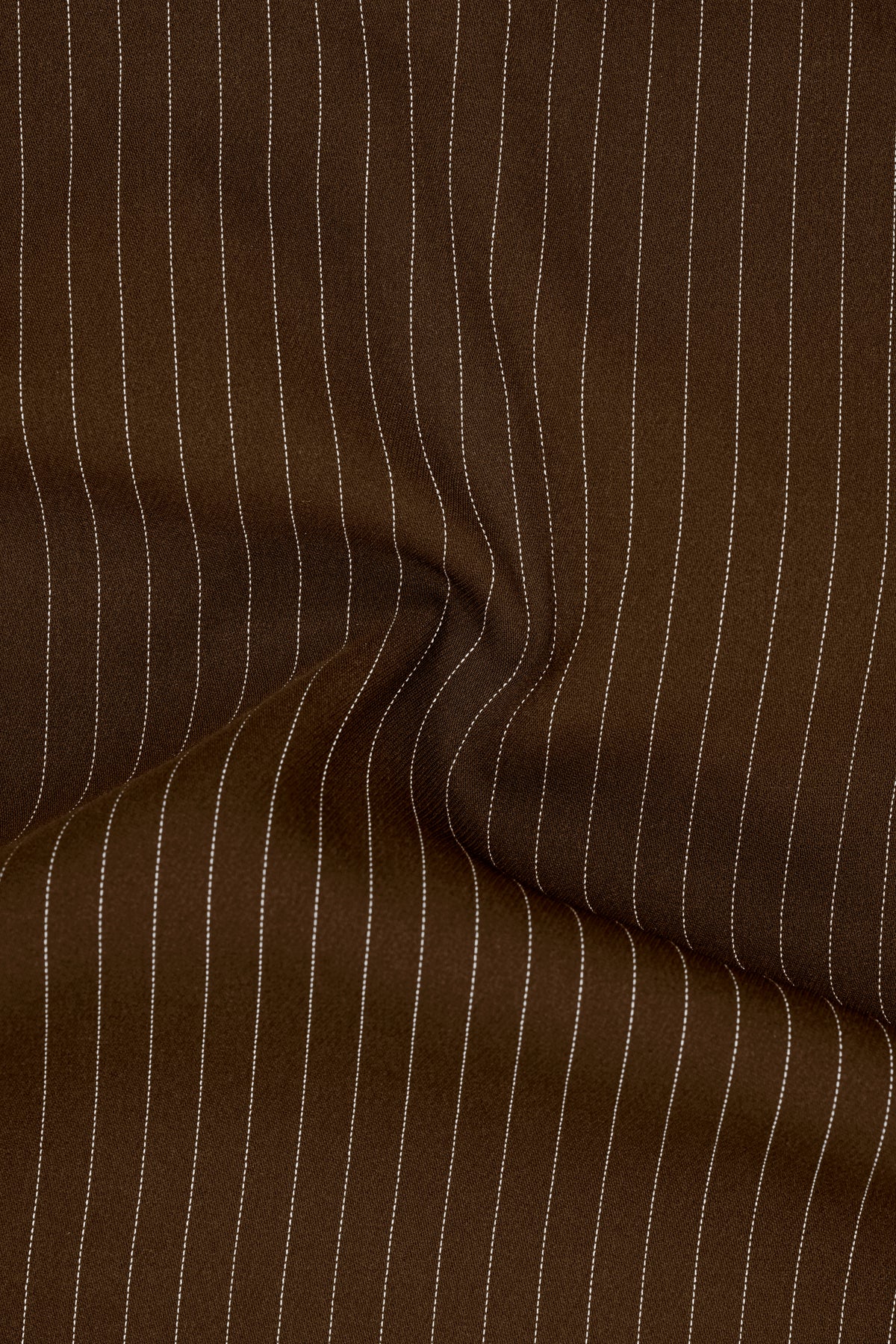 Everton-Clinker Brown Chalk Striped Wool Rich Wrinkle-Free Fluid Drape Fabric Single Breasted Blazer