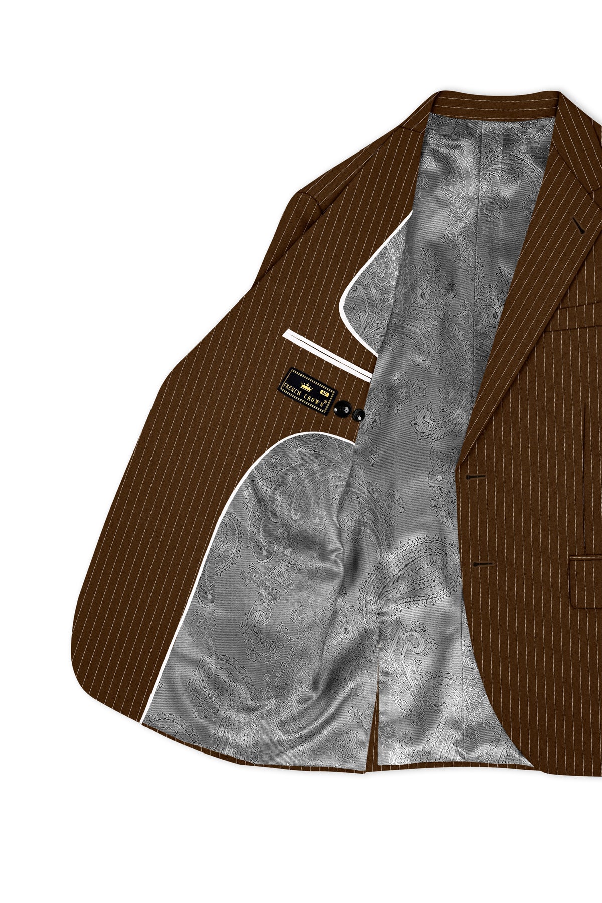 Everton-Clinker Brown Chalk Striped Wool Rich Wrinkle-Free Fluid Drape Fabric Single Breasted Blazer