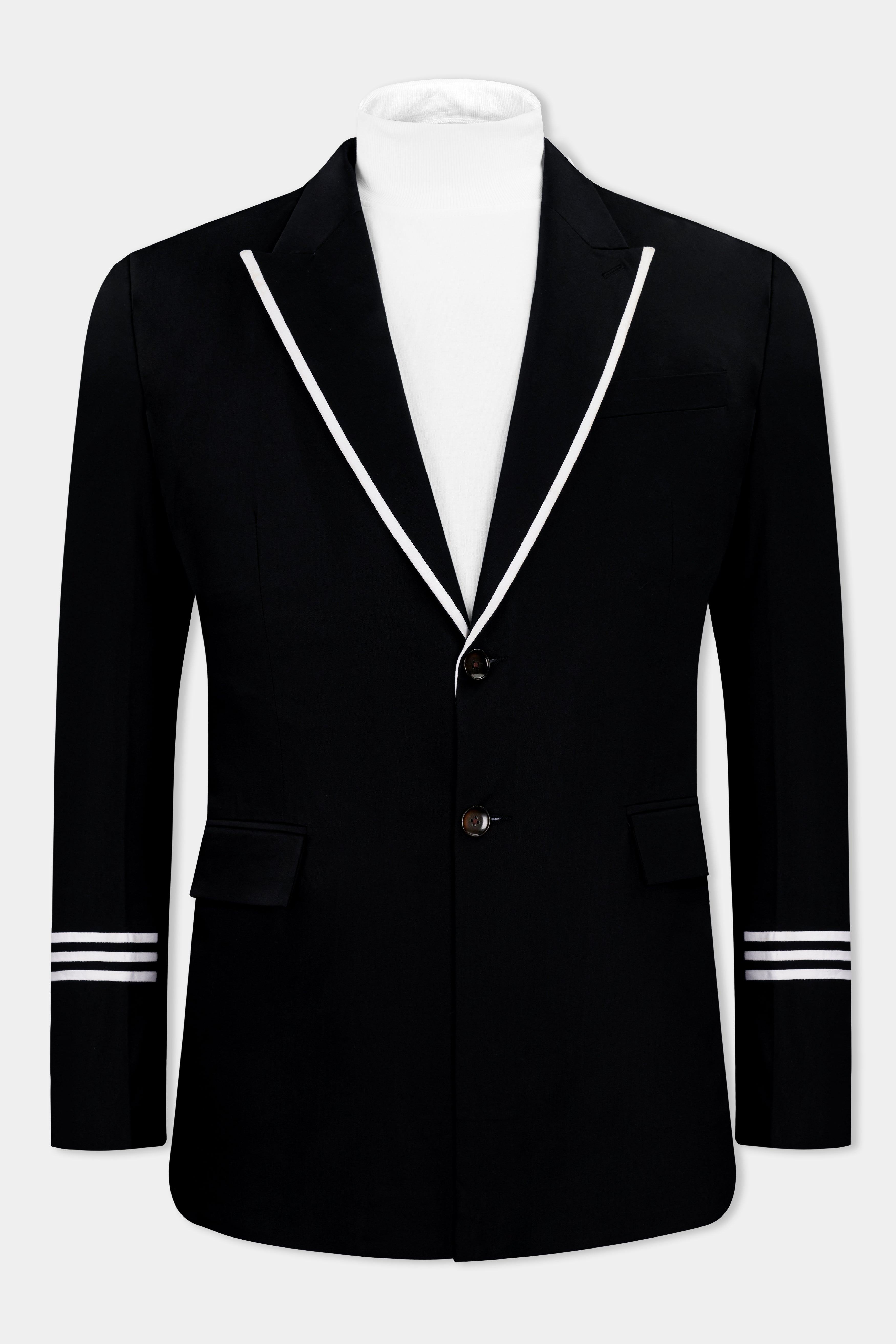 Jade Black Pilot Patterned Premium Linen Blazer