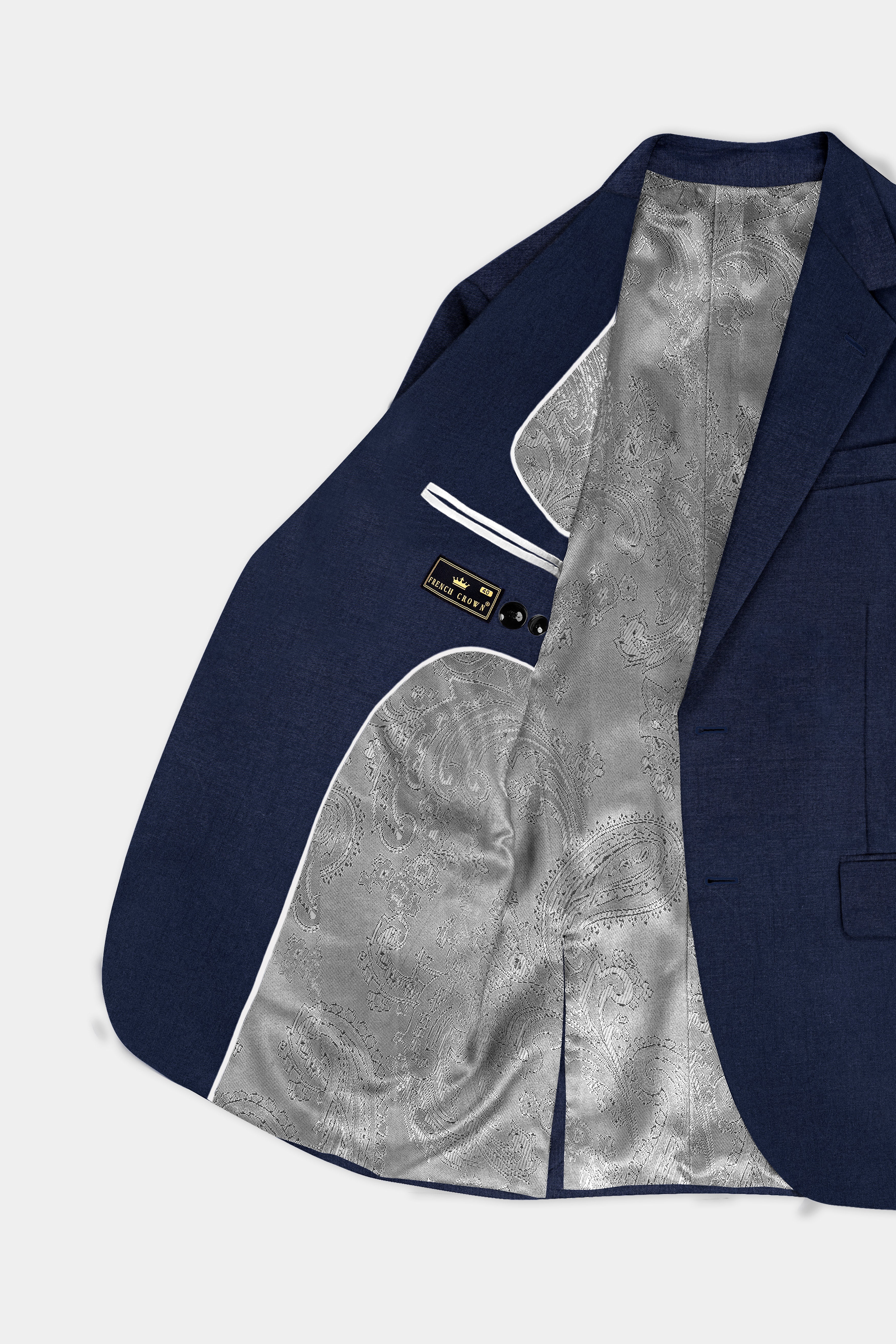 Navy Subtle Sheen Wool Blend Blazer