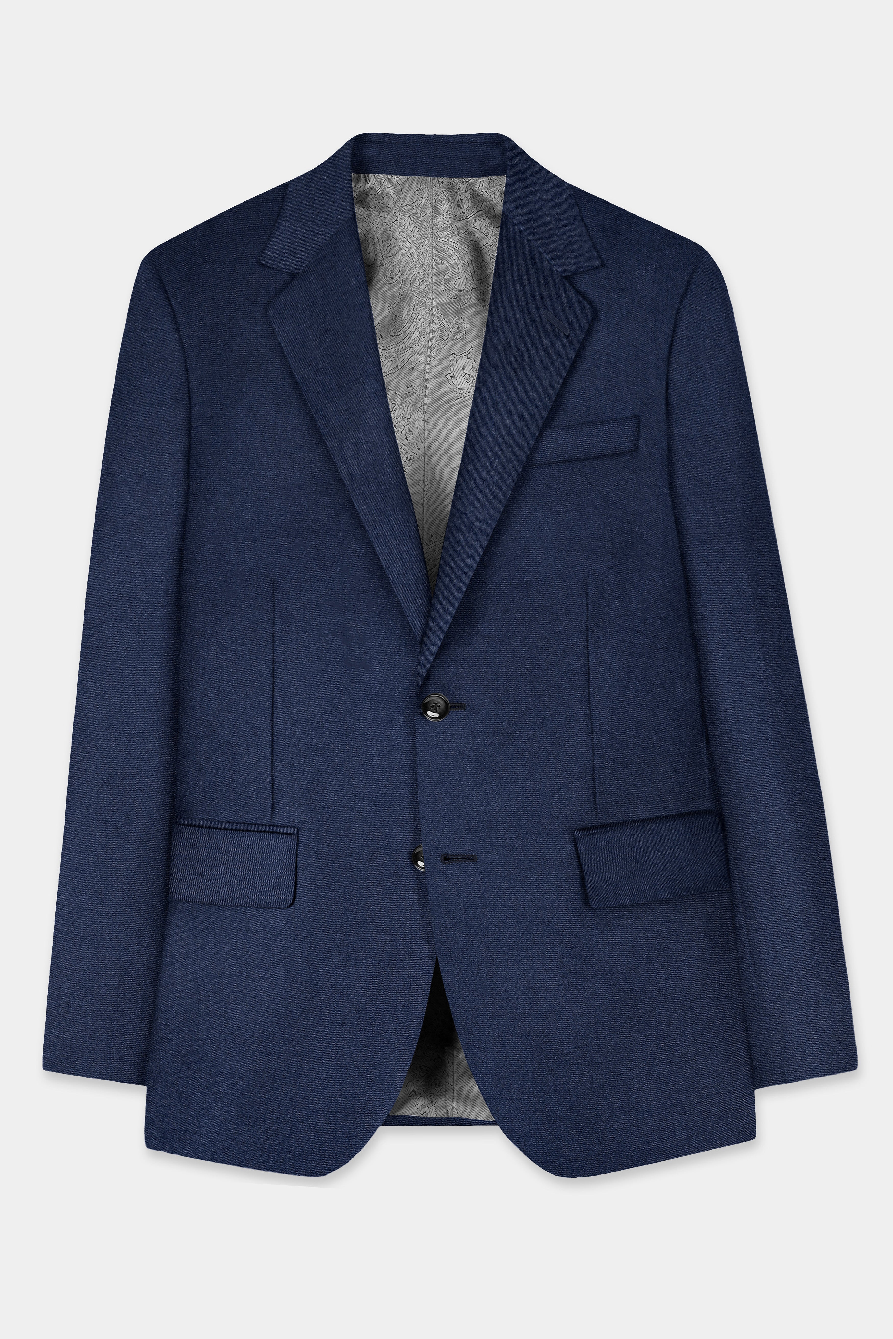 Navy Subtle Sheen Wool Blend Blazer