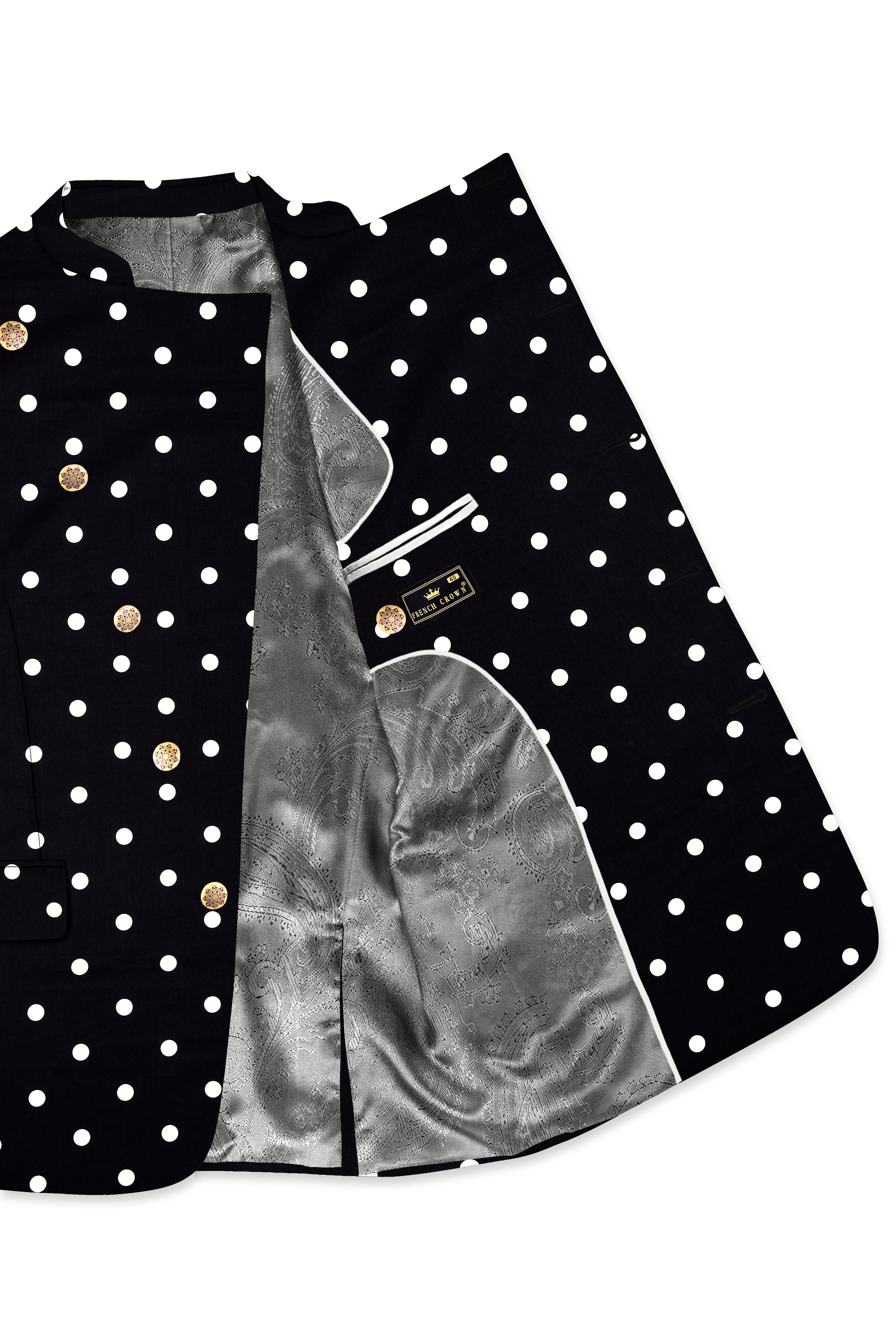 Jade Black Cross Placket Bandhgala/Mandarin Blazer