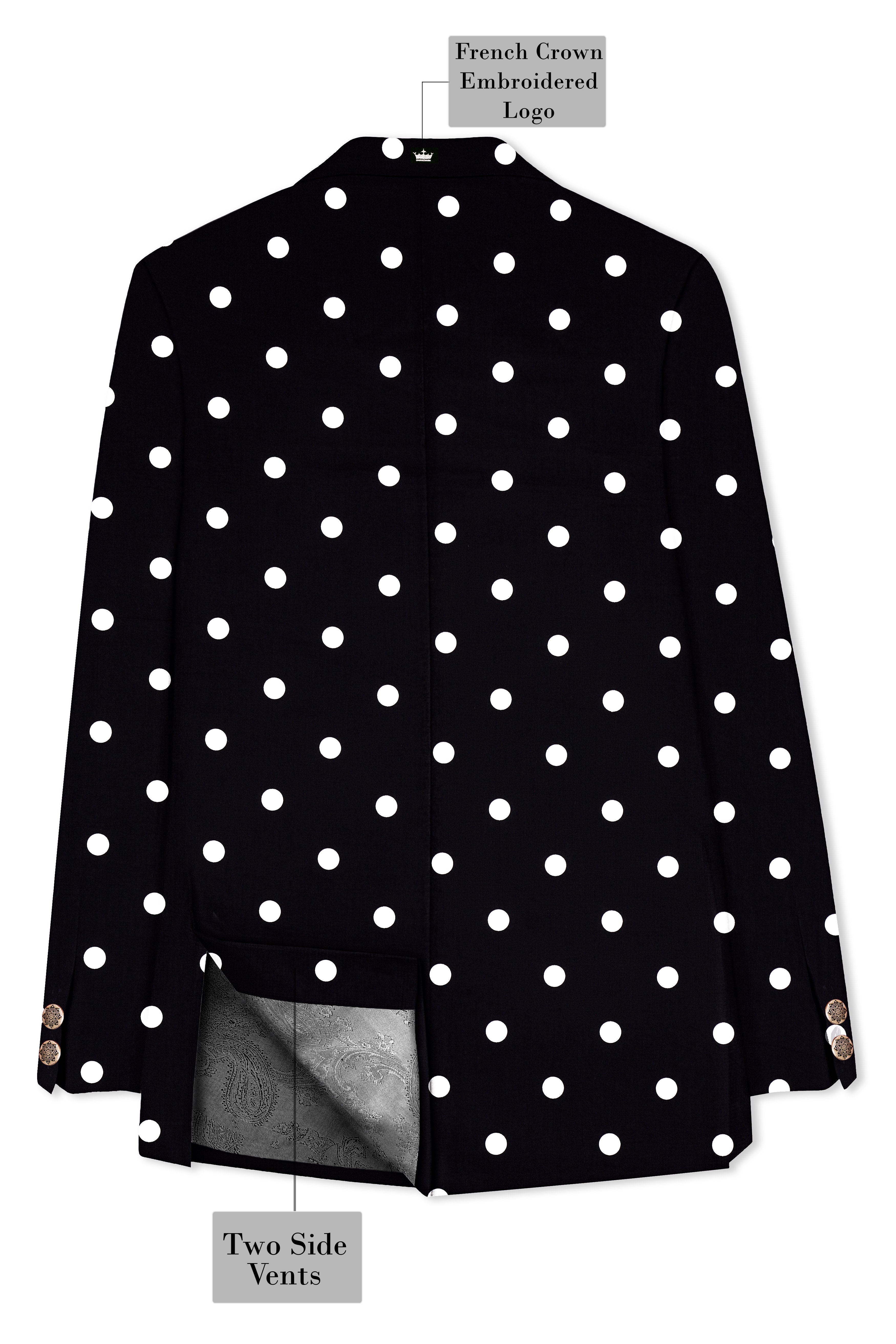 Jade Black Cross Placket Bandhgala/Mandarin Blazer