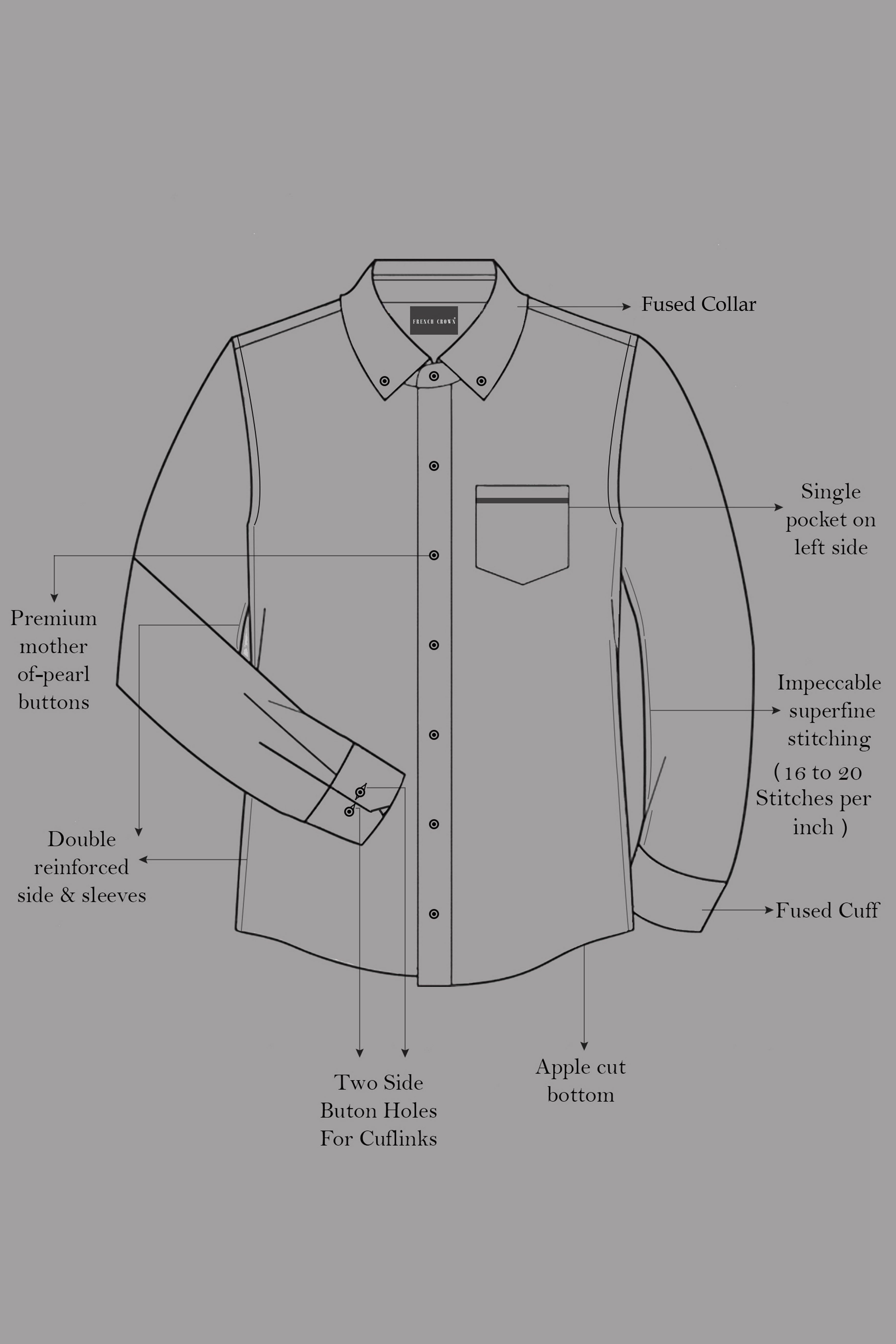 Iron Gray Solid Flannel Premium Cotton Shirt