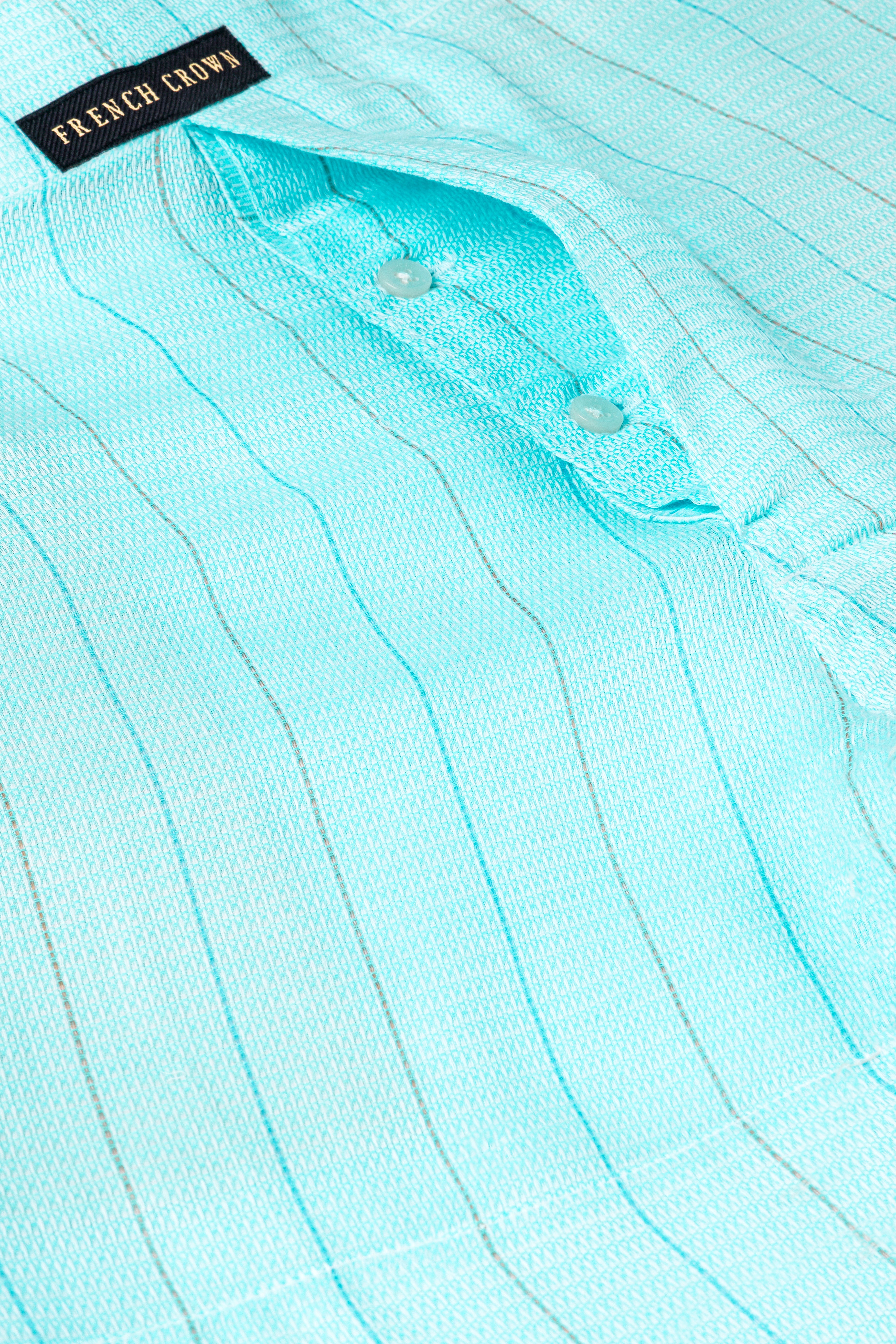 Tiffany Blue Textured And Turuoise With Oyster Brown Striped Dobby Premium Giza Cotton Boxer BX522-28, BX522-30, BX522-32, BX522-34, BX522-36, BX522-38, BX522-40, BX522-42, BX522-44