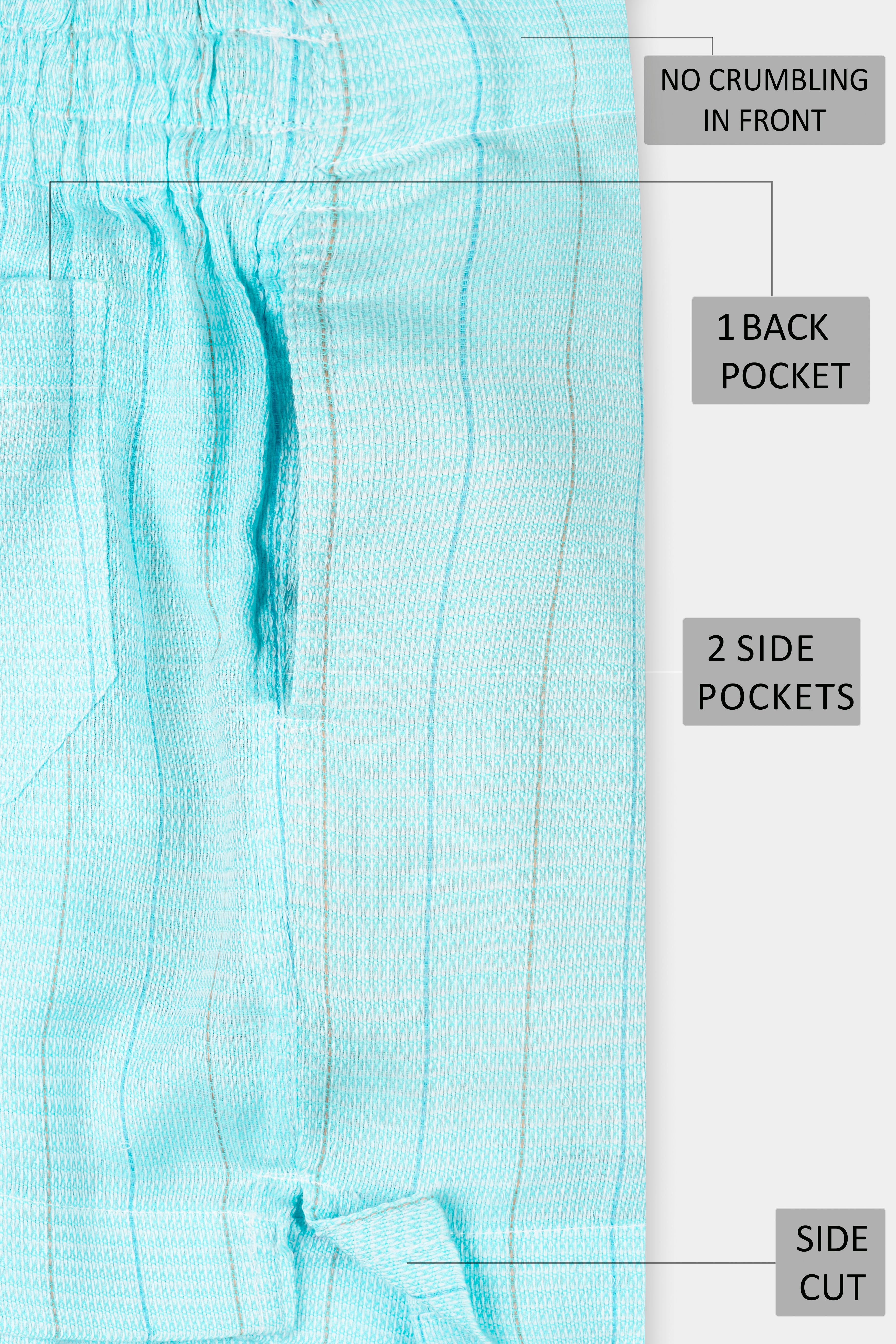 Tiffany Blue Textured And Turuoise With Oyster Brown Striped Dobby Premium Giza Cotton Boxer BX522-28, BX522-30, BX522-32, BX522-34, BX522-36, BX522-38, BX522-40, BX522-42, BX522-44