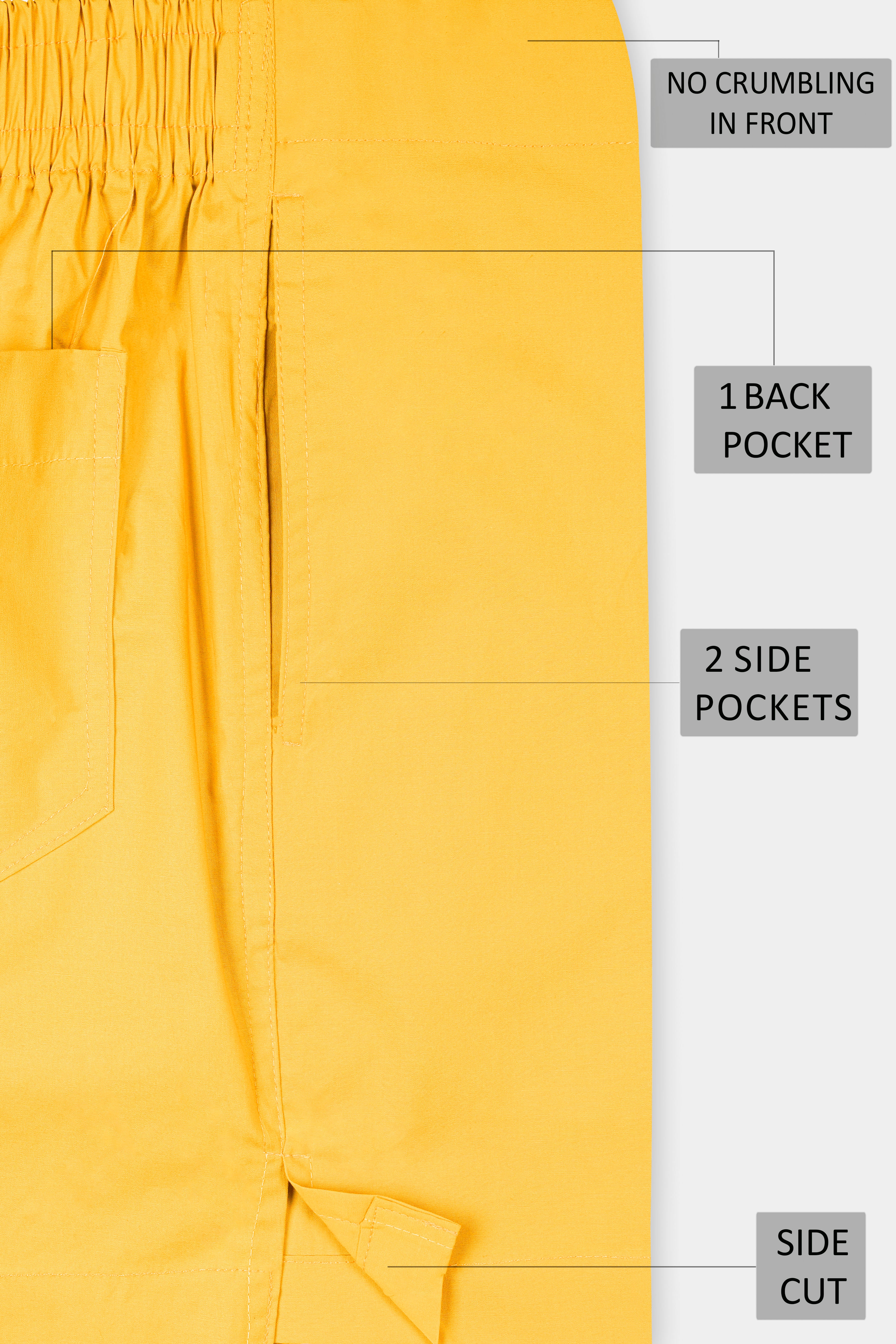 Saffron Yellow Solid Premium Cotton Boxer BX543-28, BX543-30, BX543-32, BX543-34, BX543-36, BX543-38, BX543-40, BX543-42, BX543-44