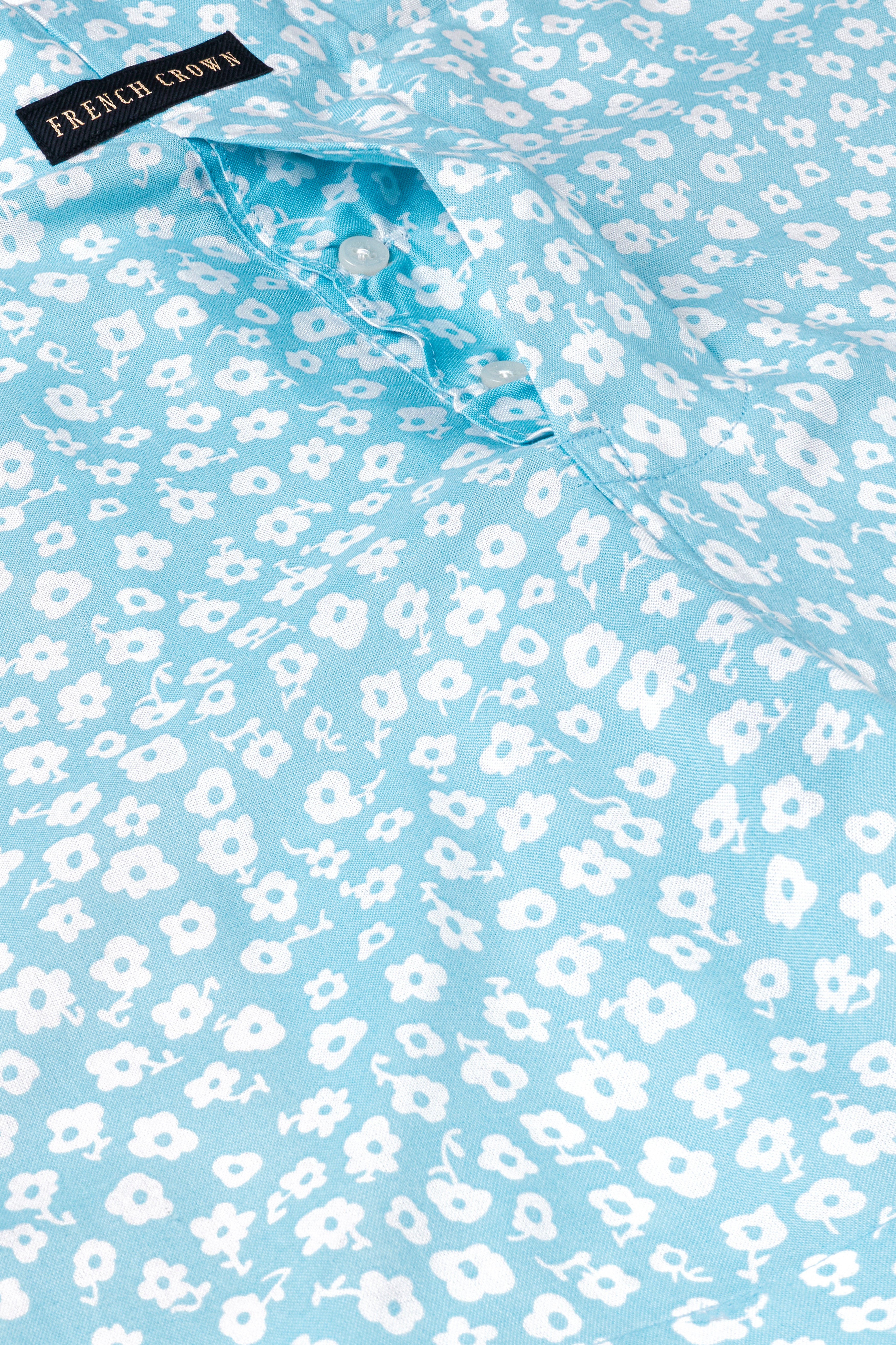 Glacier Blue With Bright White Flower Printed Premium Tencel Boxer BX547-28, BX547-30, BX547-32, BX547-34, BX547-36, BX547-38, BX547-40, BX547-42, BX547-44