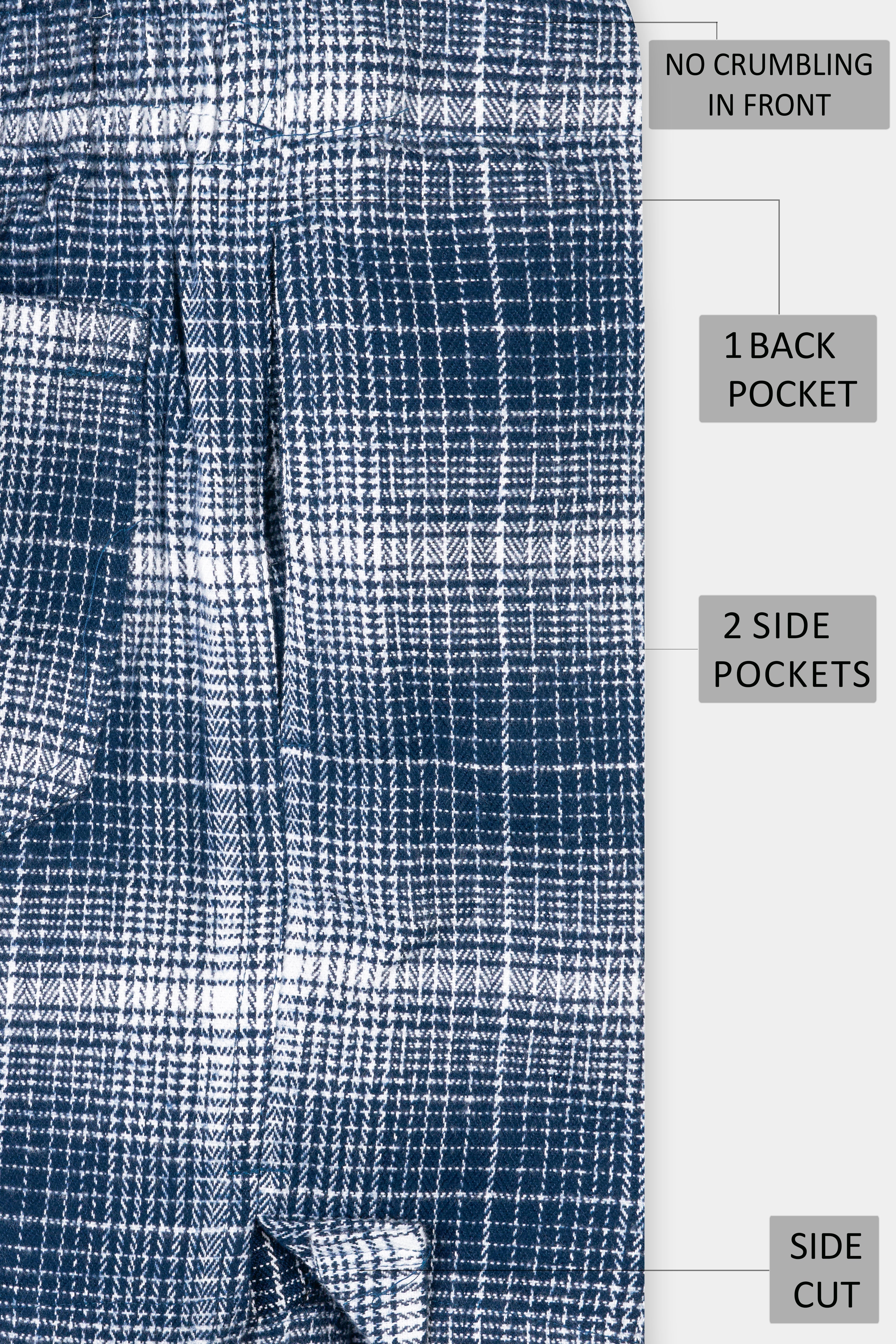 Rhino Blue With White Checkered Flannel Premium Cotton Boxer BX562-28, BX562-30, BX562-32, BX562-34, BX562-36, BX562-38, BX562-40, BX562-42, BX562-44