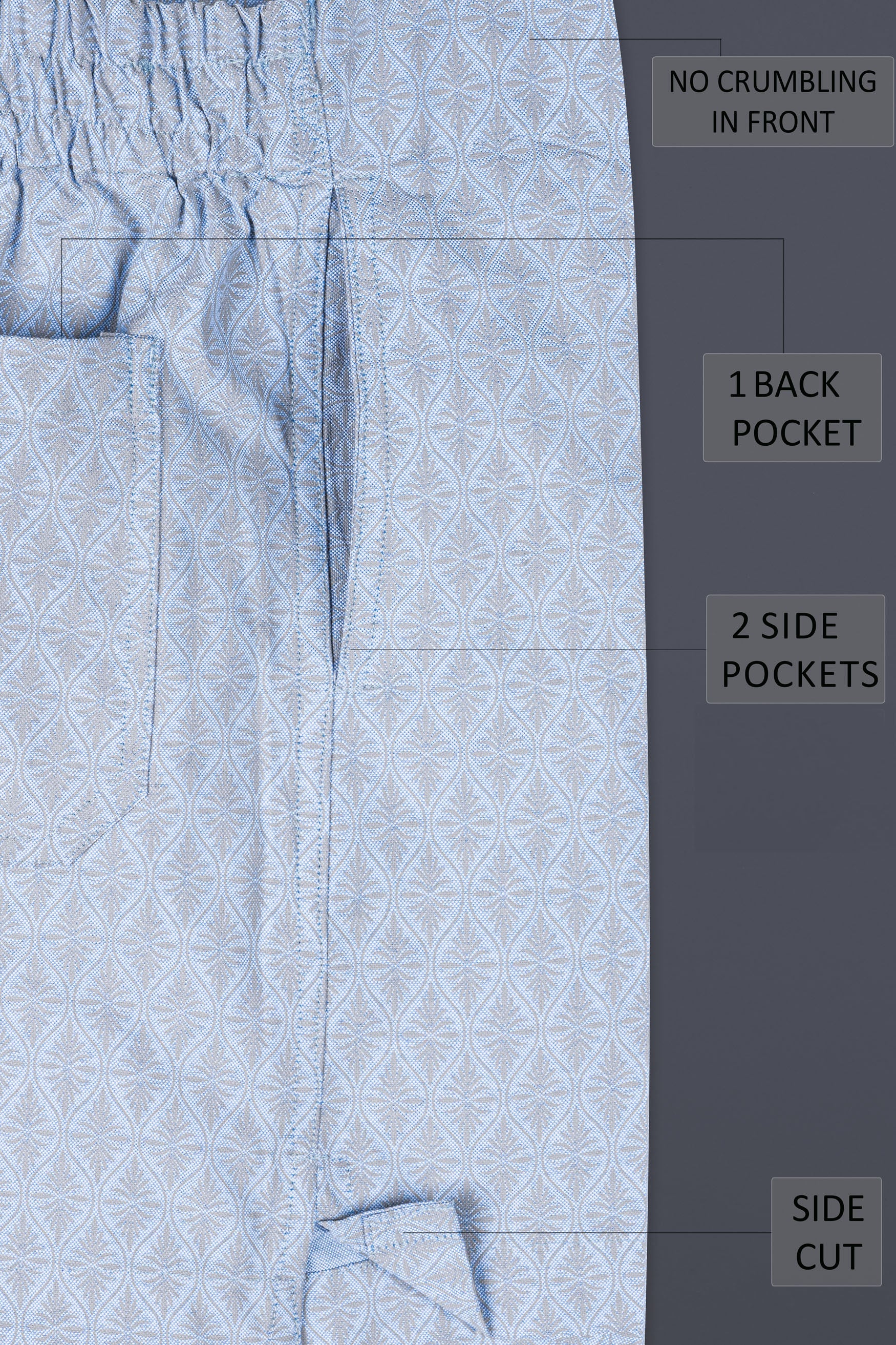 Jordy Blue and Heather Gray Ogee Printed Royal Oxford Boxer