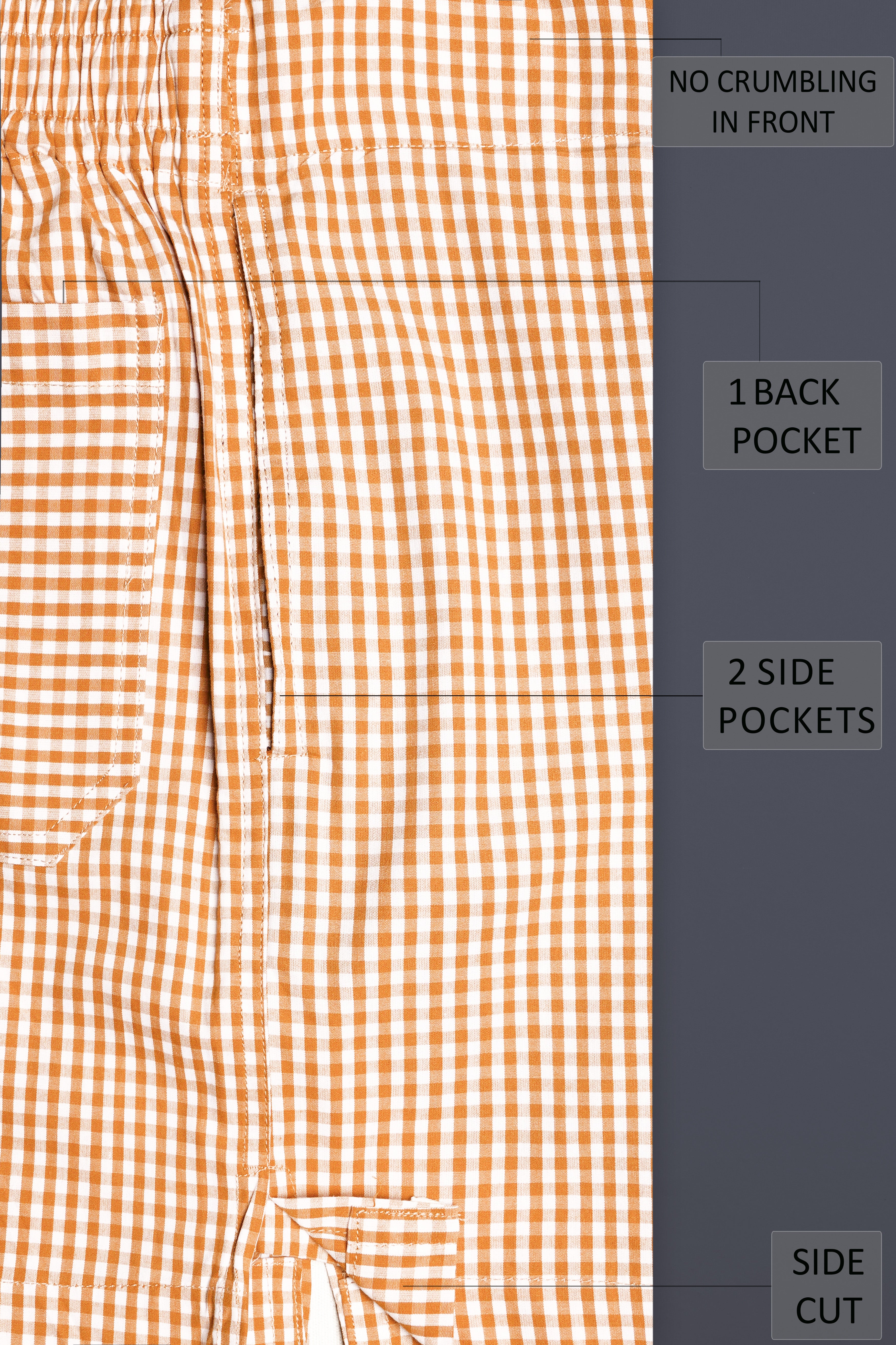Persian Orange and white Plaid Poplin Premium Cotton Boxer