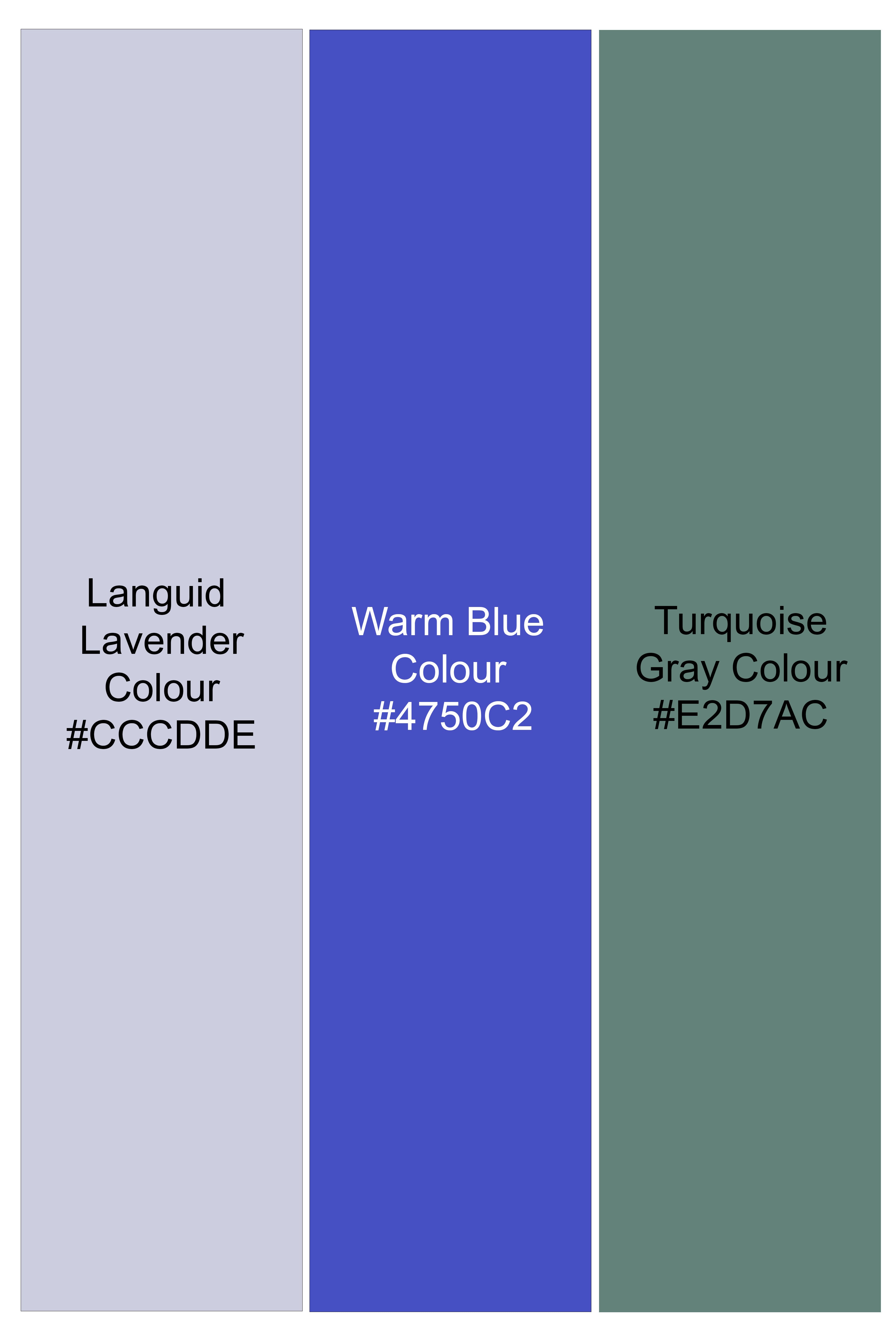 Languid Lavender with Warm Blue and Turquoise Gray Striped Oxford Cotton Boxer