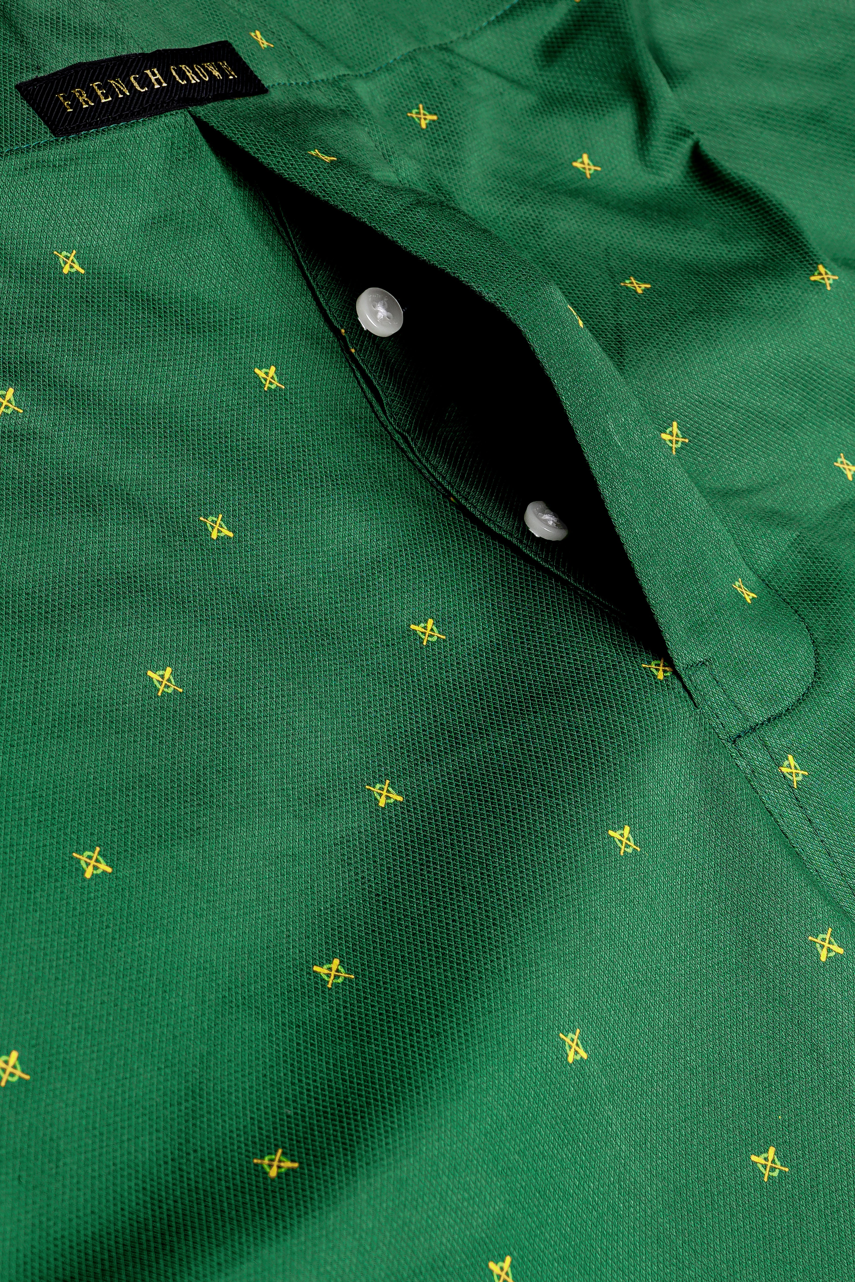 Medium Forest Green with Yellow Cross Printed Dobby Premium Cotton Boxer
