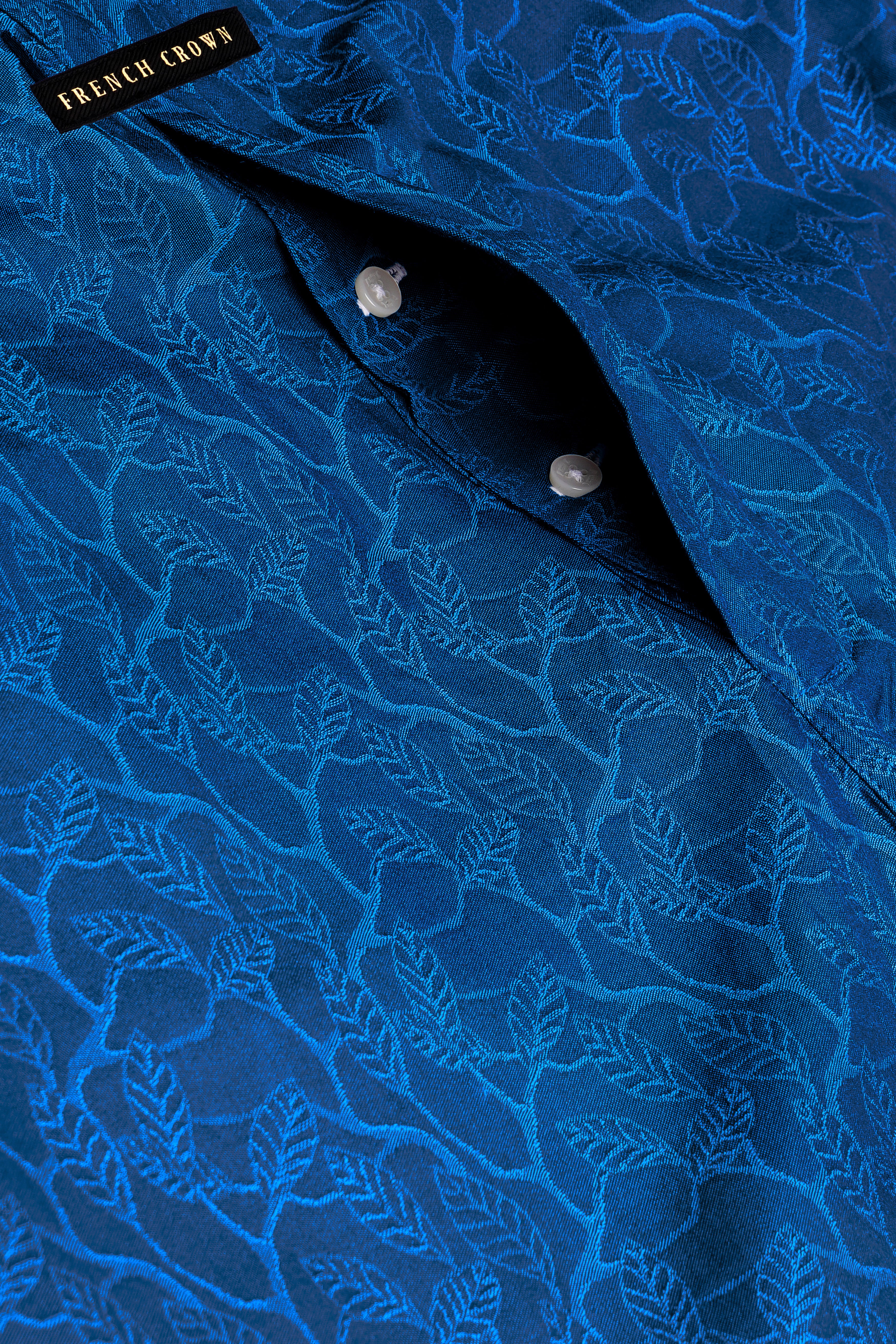 Marine Blue Floral Printed Jacquard Premium Cotton Boxer