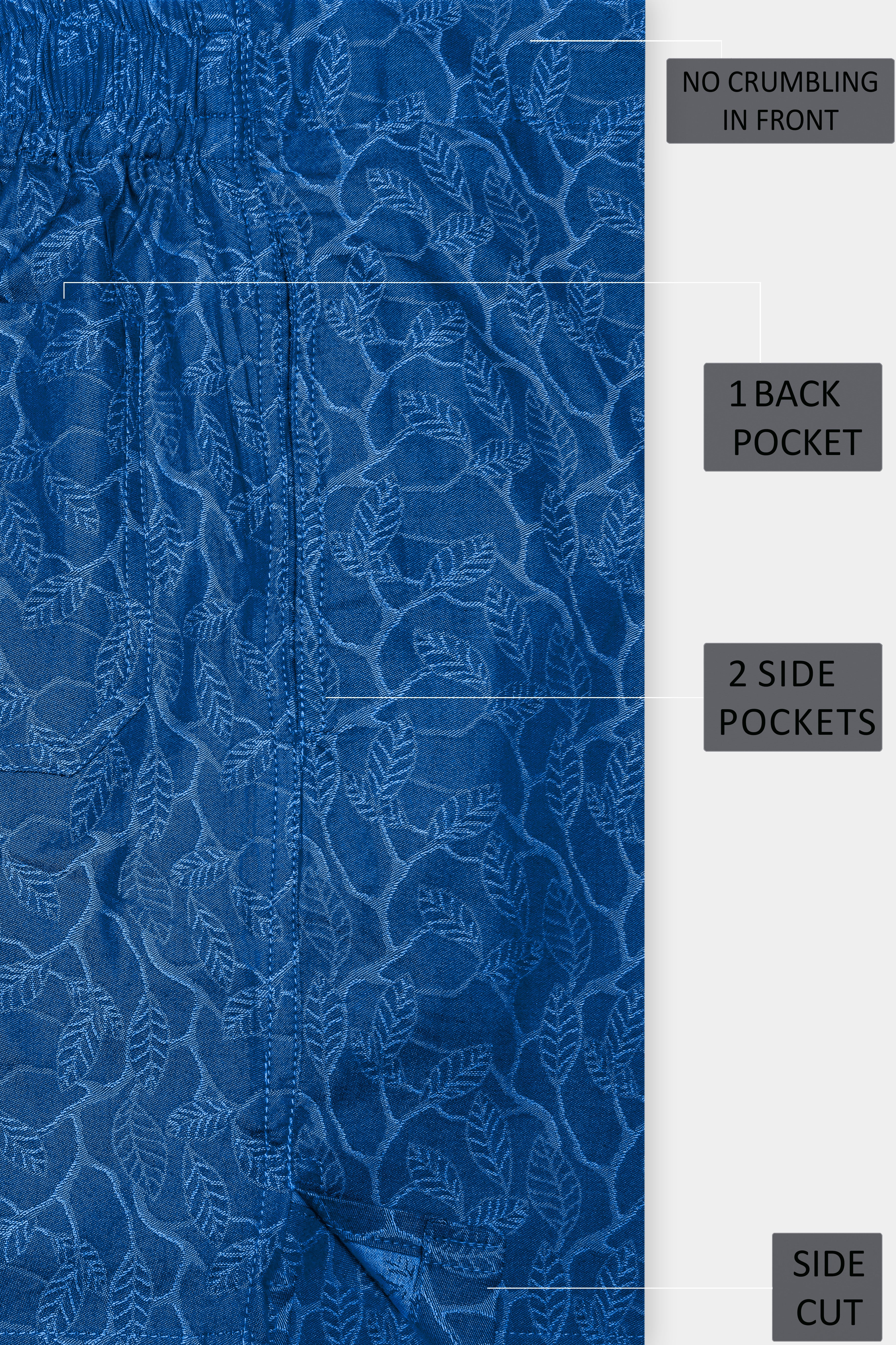 Marine Blue Floral Printed Jacquard Premium Cotton Boxer