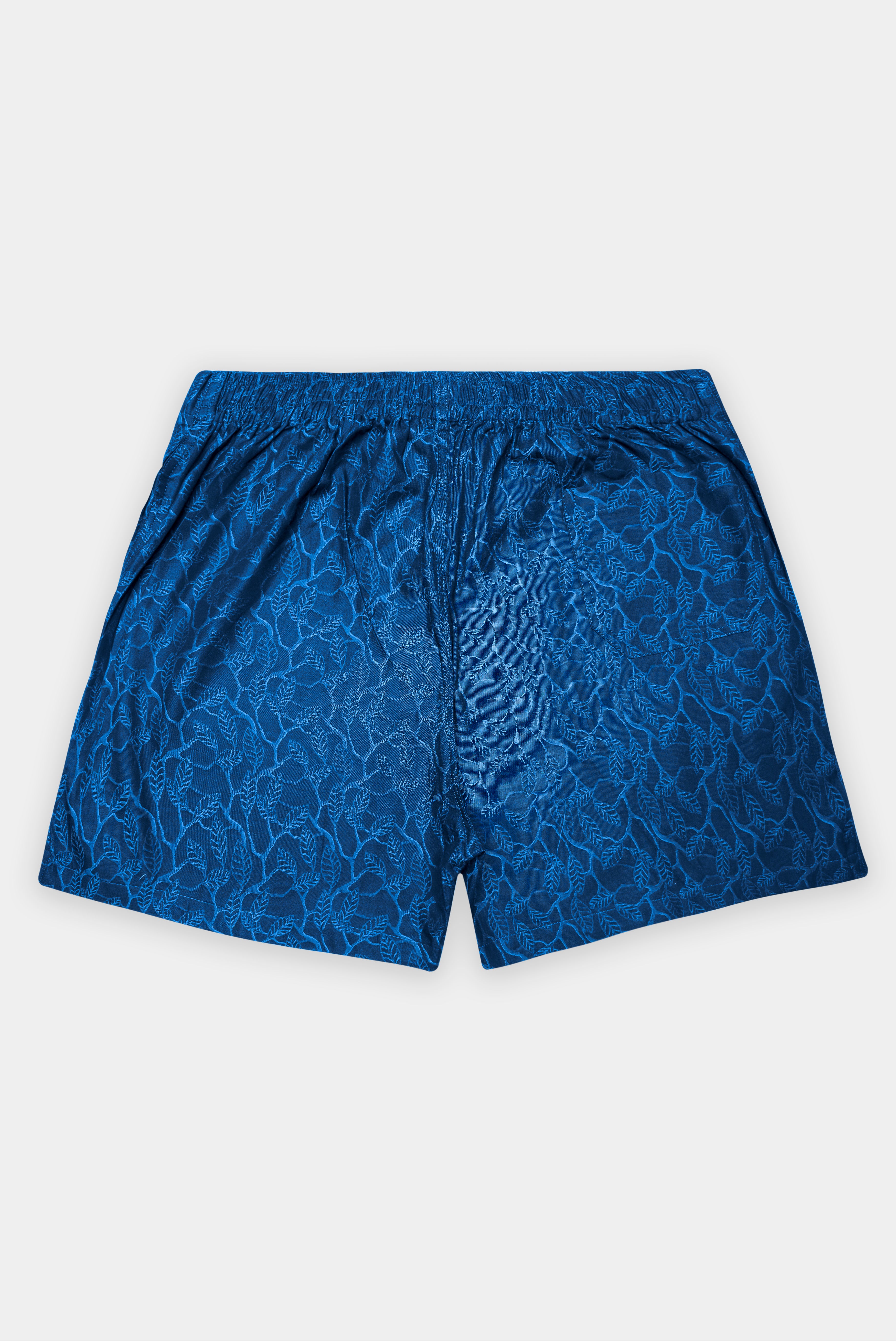 Marine Blue Floral Printed Jacquard Premium Cotton Boxer